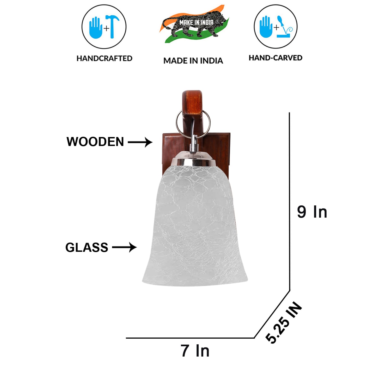 Devansh Solid Wood Electric Wall Light in Brown Colour with White Shade Count of 1 Light-image-49