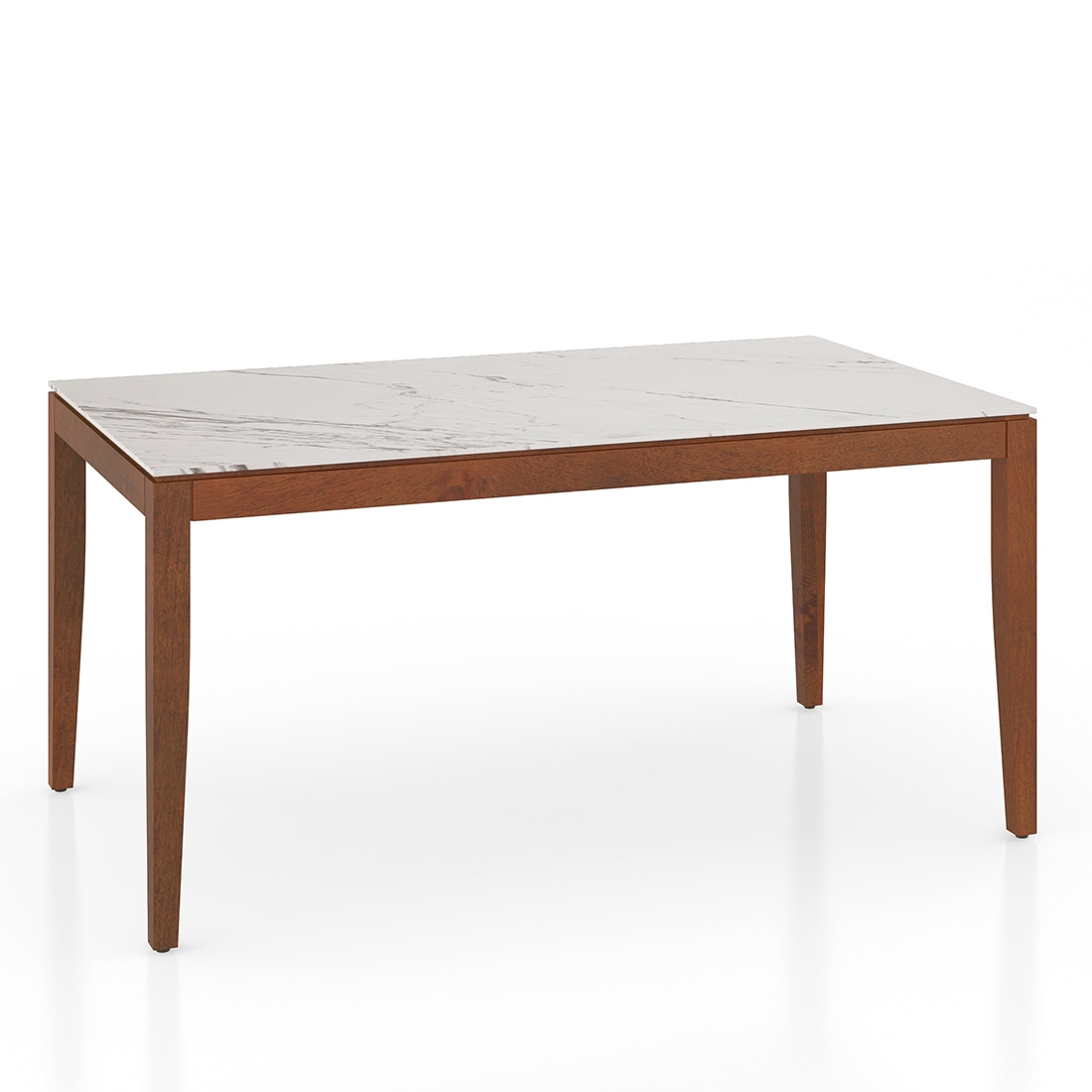 Emry Rectangular Statuario Ceramic 6 Seater Dining Table In Honey Finish
