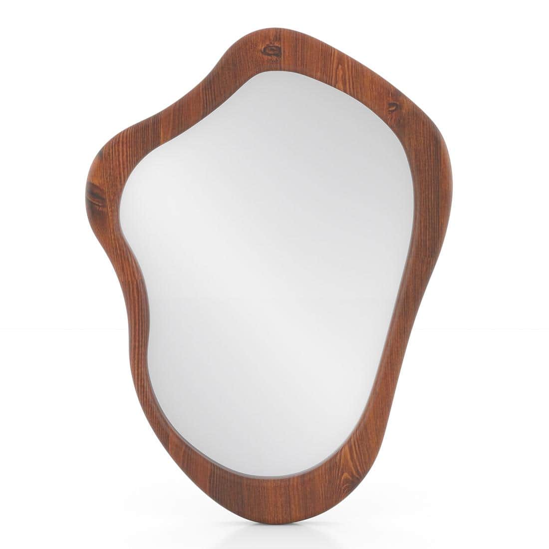 Oura Solid Wood Organic Wall Mirror in Teak Finish