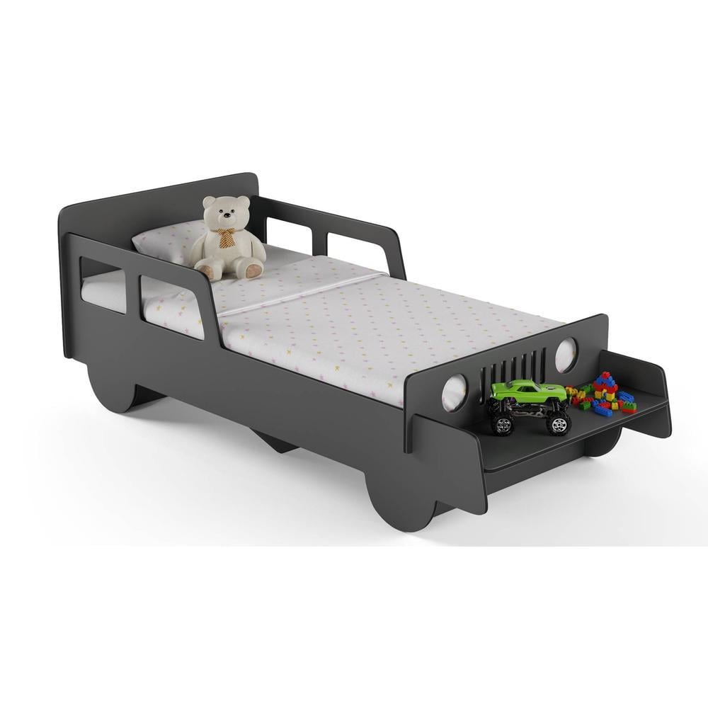 Vroom Engineered Wood Bed in Dark Grey Colour