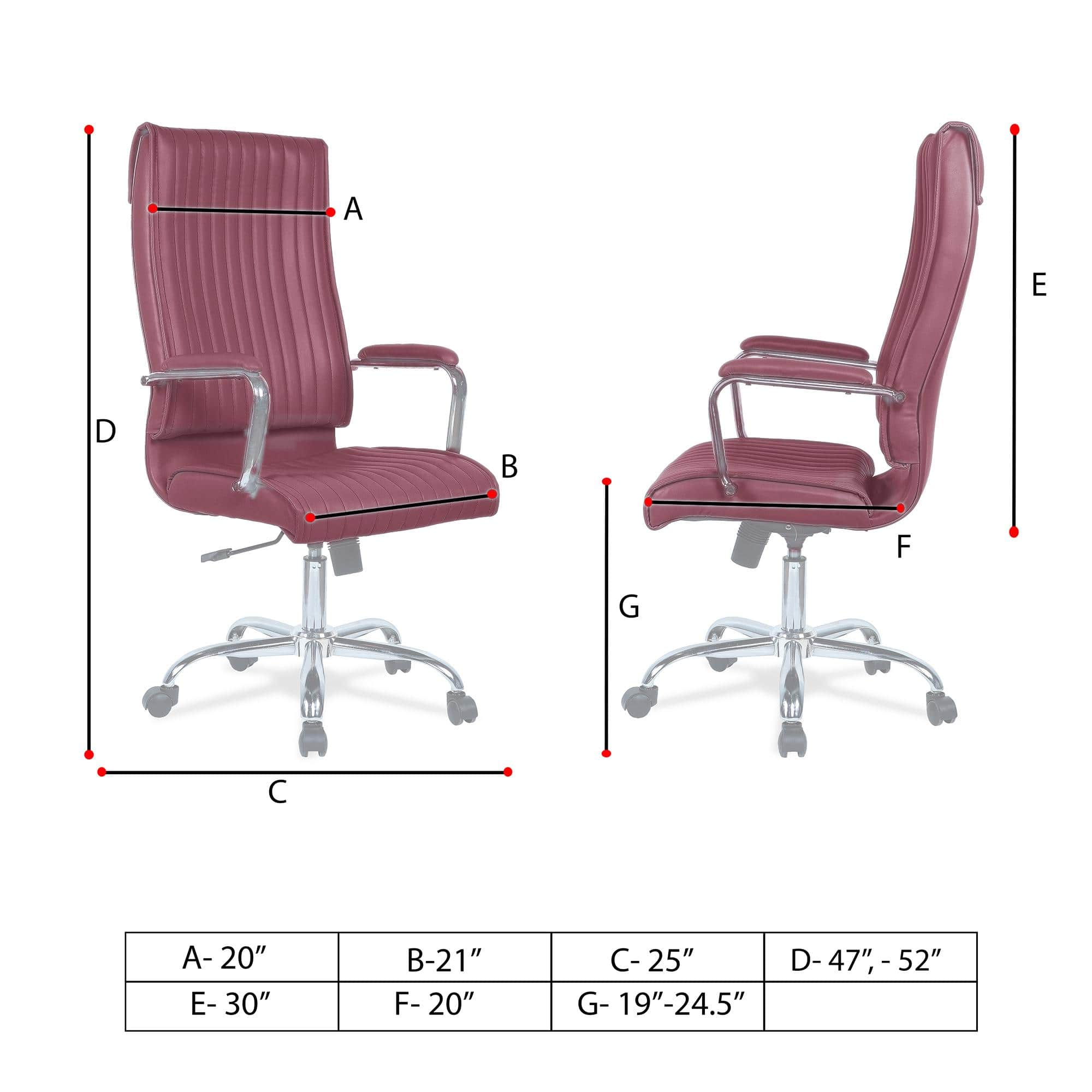 Leanoxa High Back Executive Chair in Maroon Colour