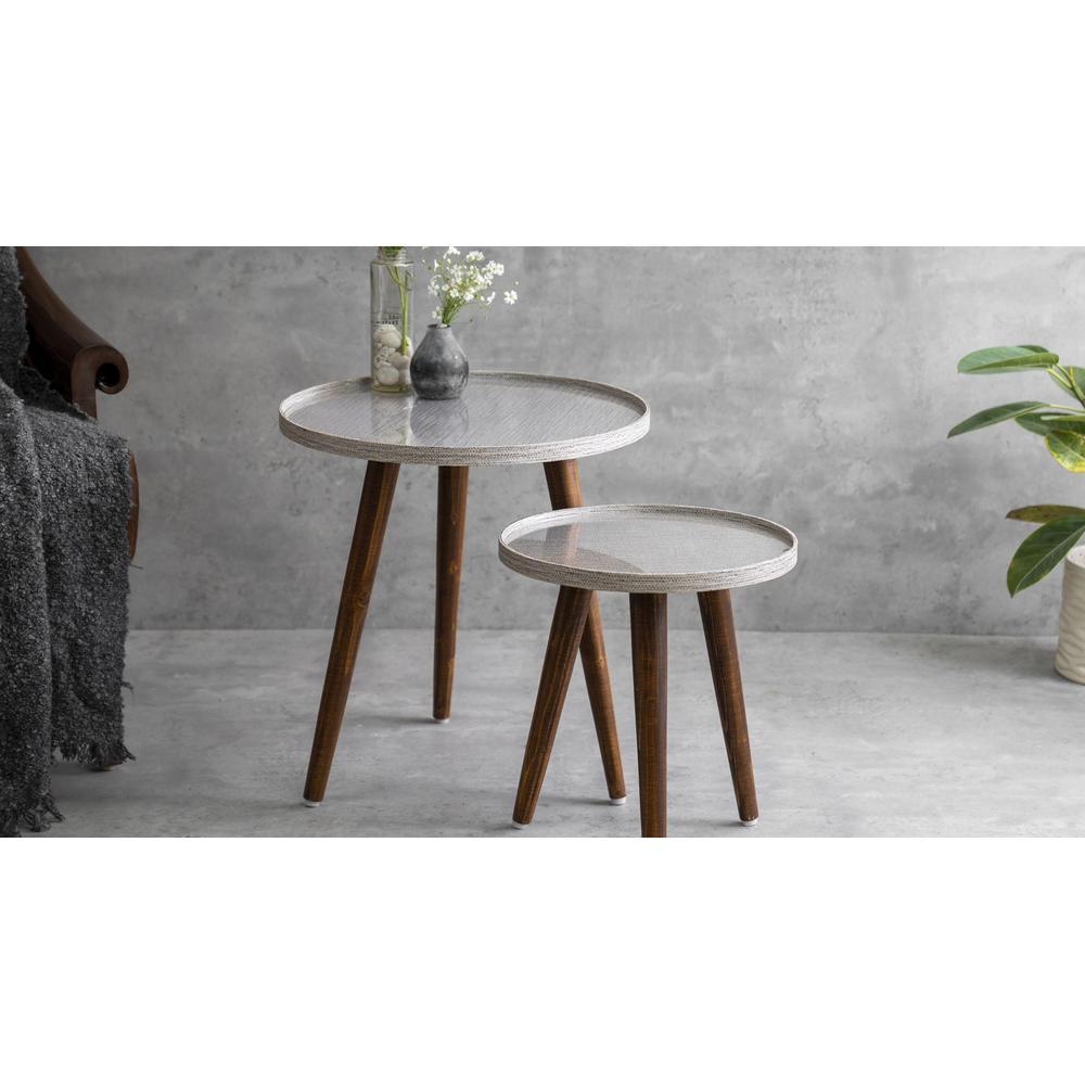Weave Round Nesting Tables with Wooden Legs, Side Tables, Wooden Tables, Living Room Decor by A Tiny Mistake