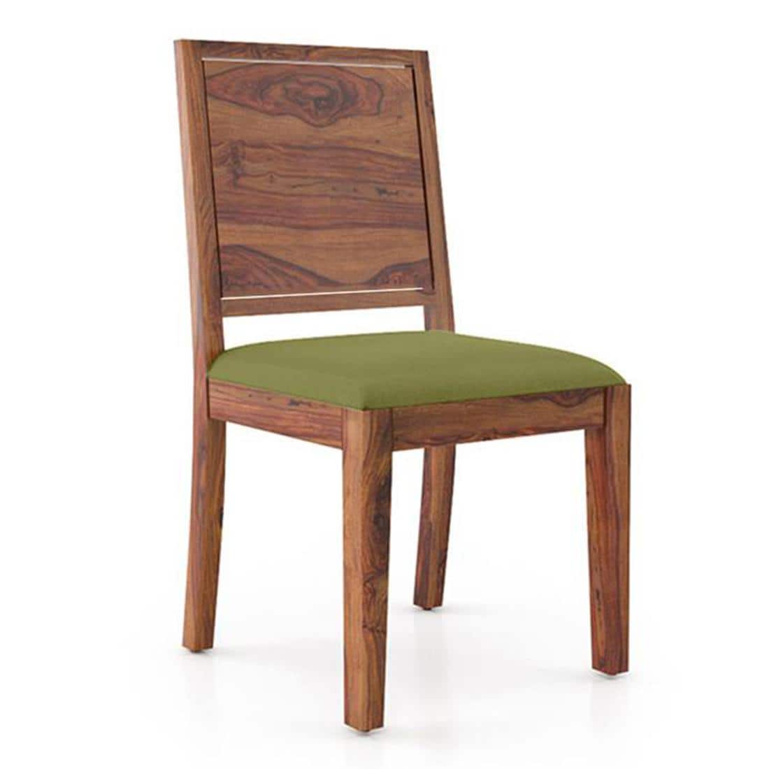 Julian 4 Seater Dining Table With Set Of 4 Oribi Upholstered Dining Chairs (Colour- Avocado Green, Finish- Teak)