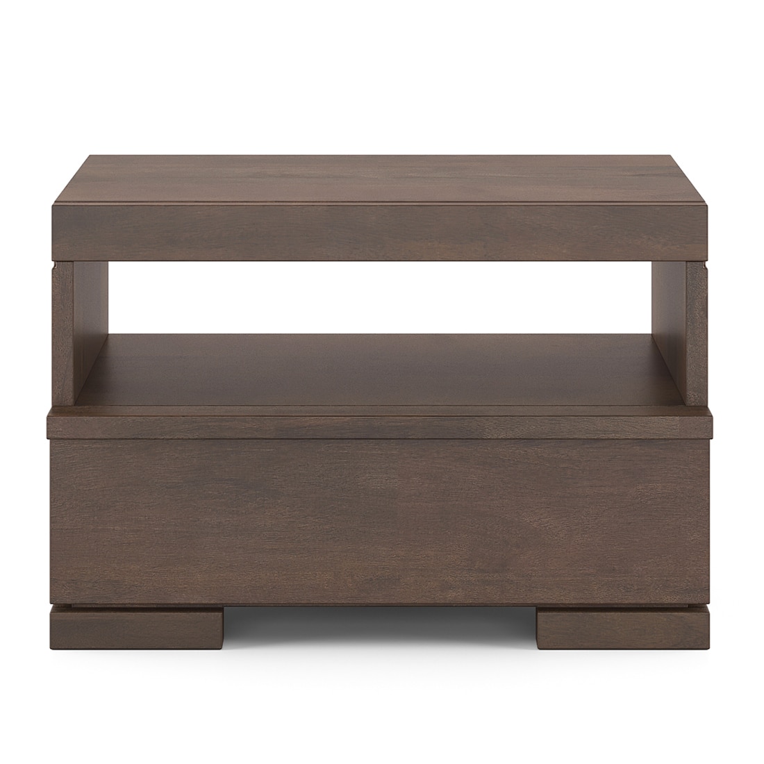 Ohio Solid Wood Bedside Table In Danish Walnut Finish