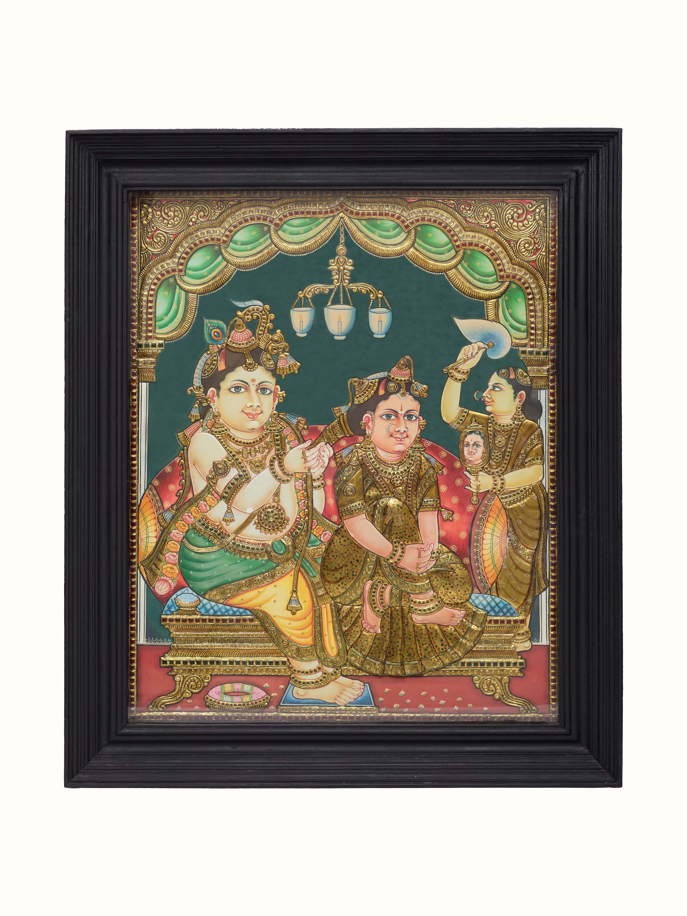 Jadai Thanjavur Teak Wood Painting
