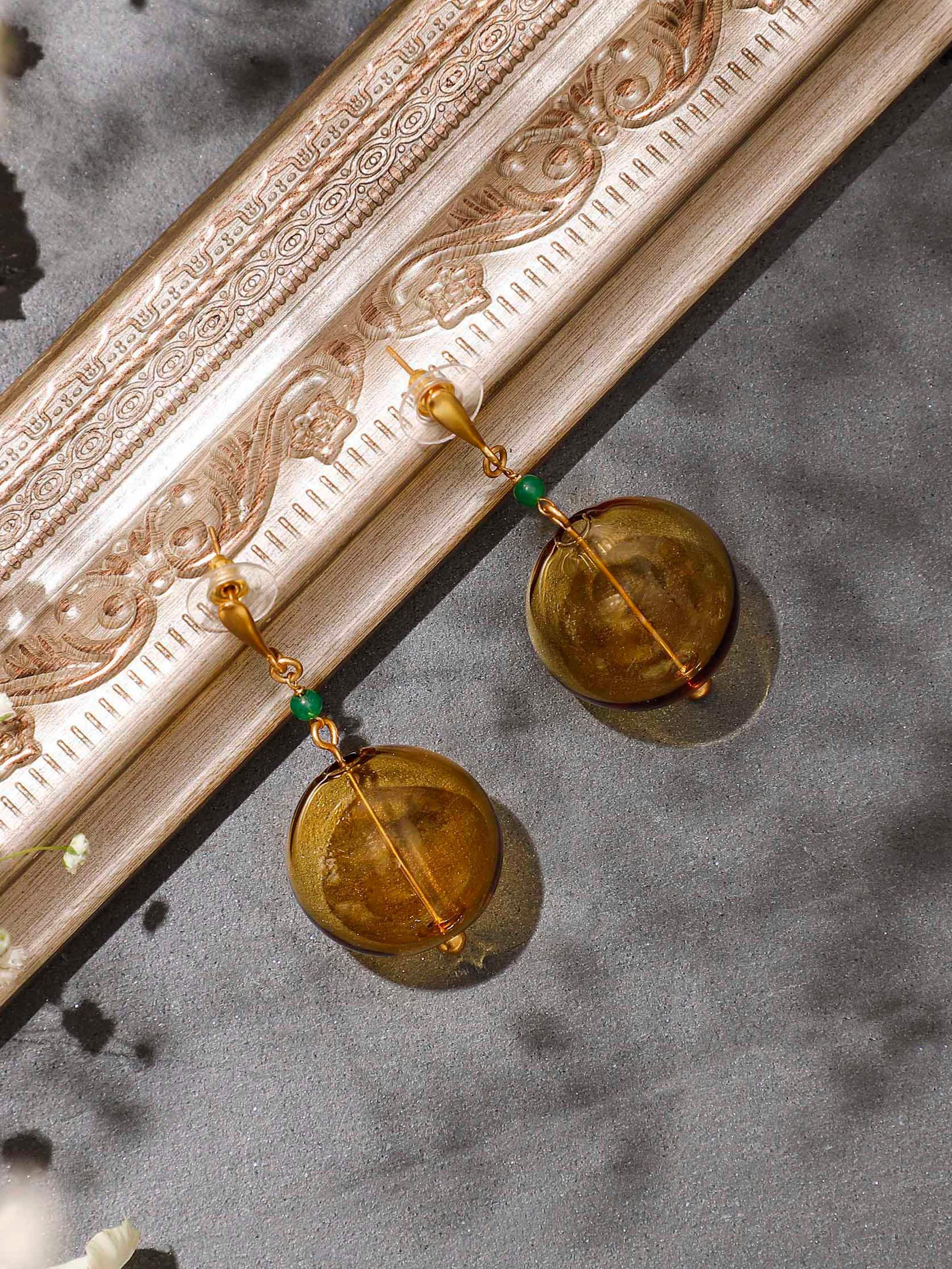 Silver Flame Glass Drop Earrings