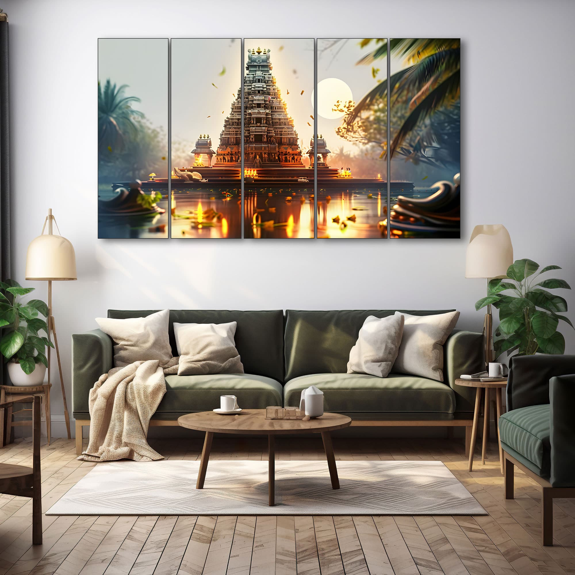 The Castle Decor Temple Wall Painting Wooden Framed 27x48 Inch (Style 2) - The Castle Decor