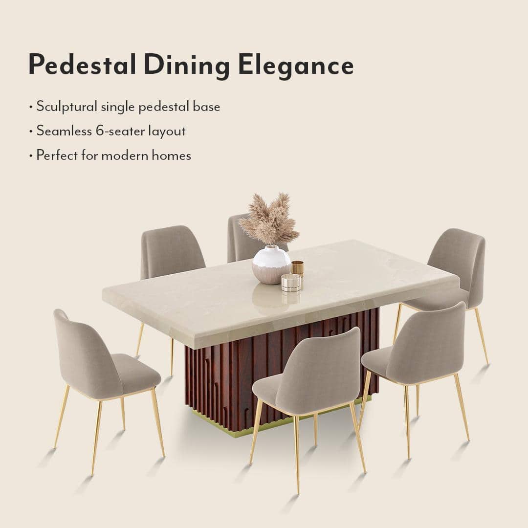 Gabriele Onyx 6 Seater Dining Table With Set Of 6 Olivia Dining Chairs