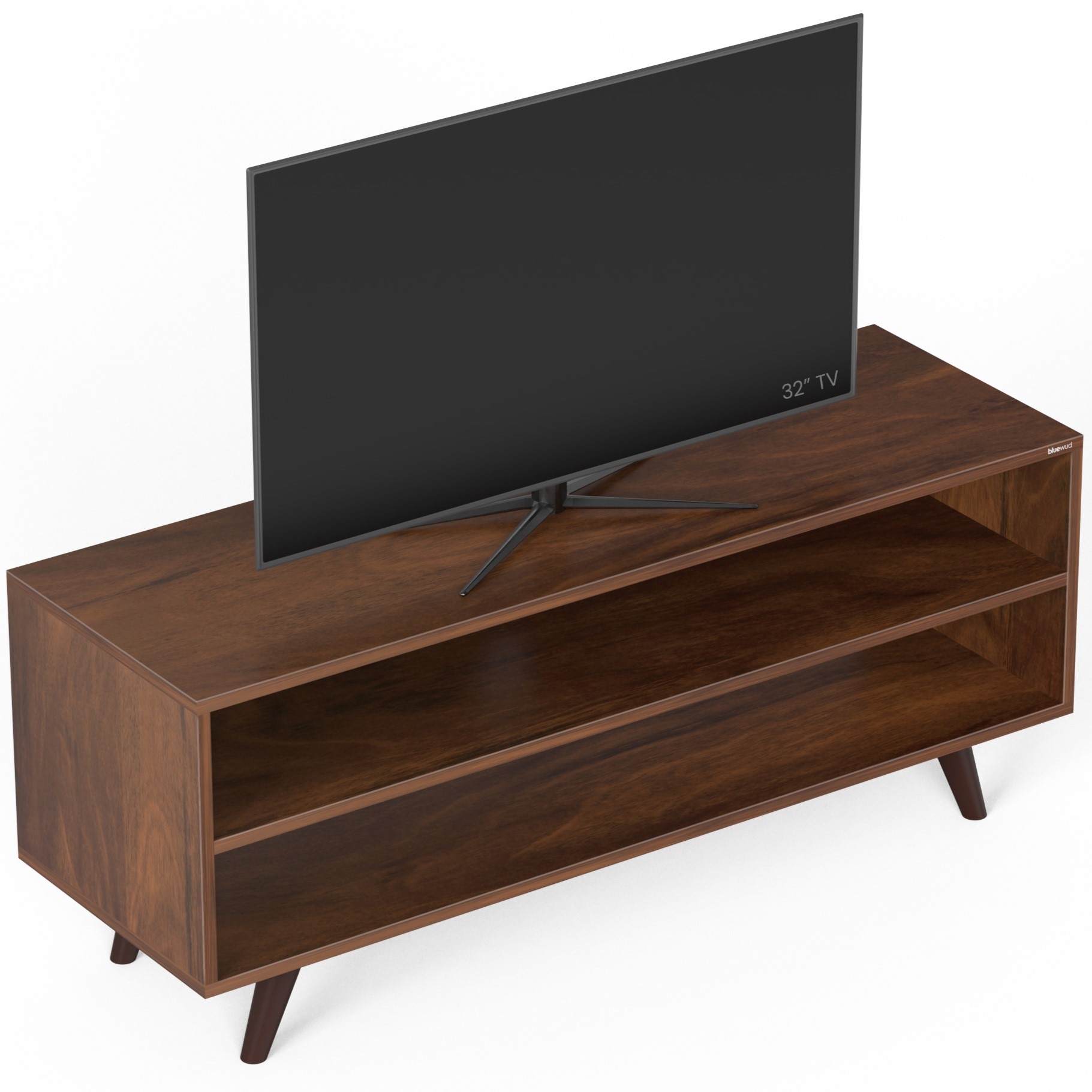 BLUEWUD Leo Engineering Wood Floor Standing TV Entertainment Unit Set Top Box Stand/TV Cabinet Panel with Shelves for Books & D�cor Display Unit Bed Living Room Upto 42 Inches (Brown Maple)