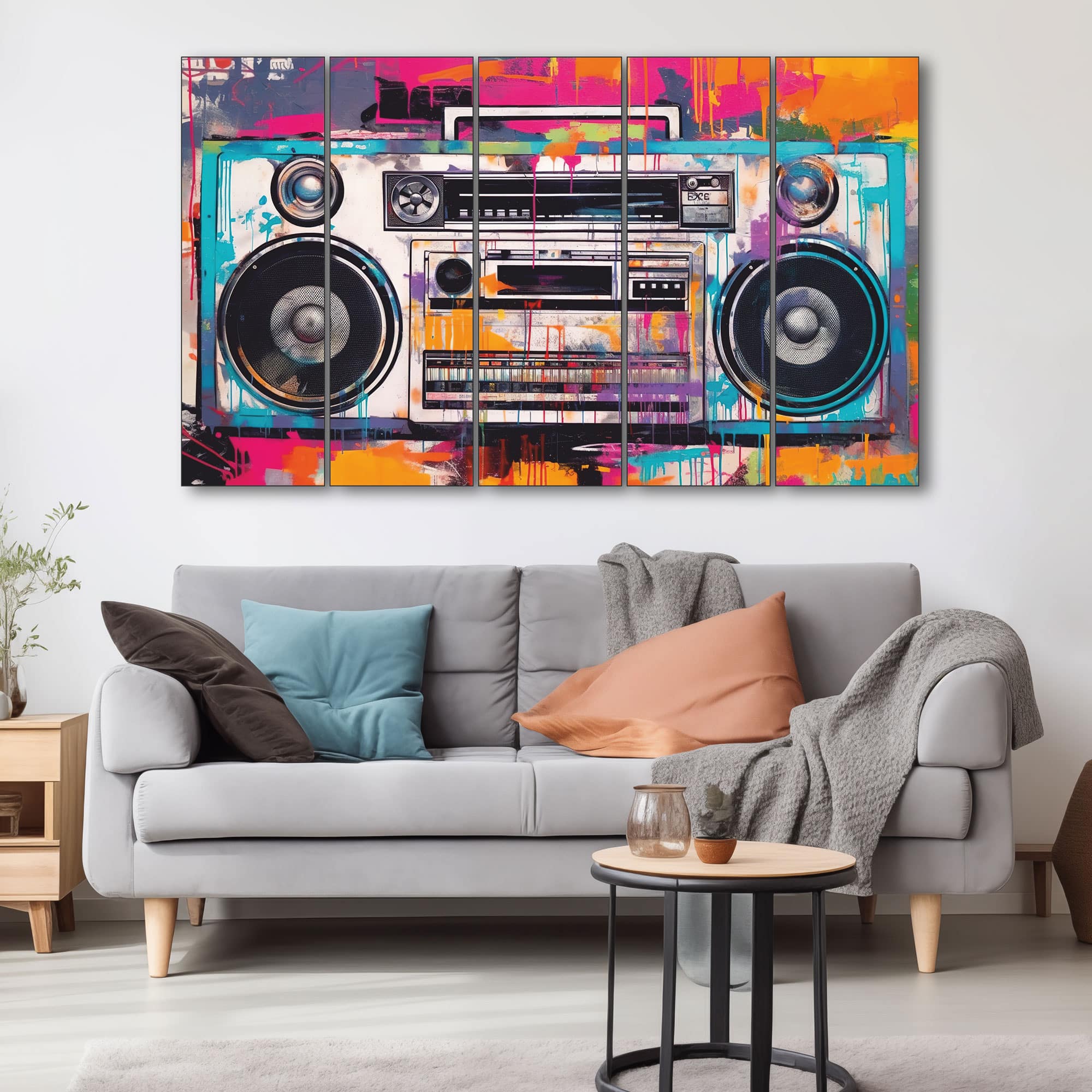 The Castle Decor Colour Music Radio Wall Art Set of 5 27x48 Inch - The Castle Decor