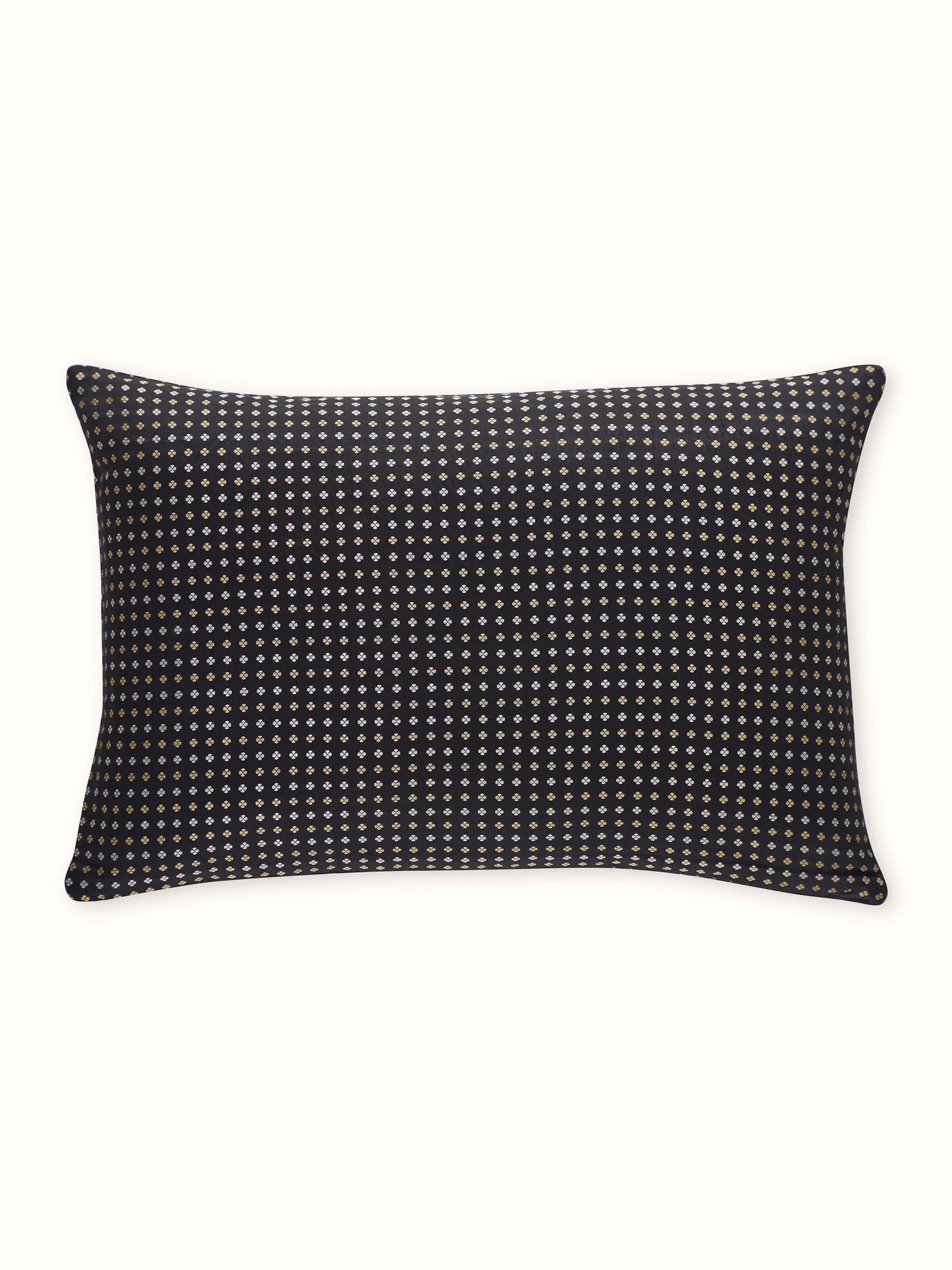 Awadh Black Stripes Banarasi Handloom Silk Lumbar Cushion Cover