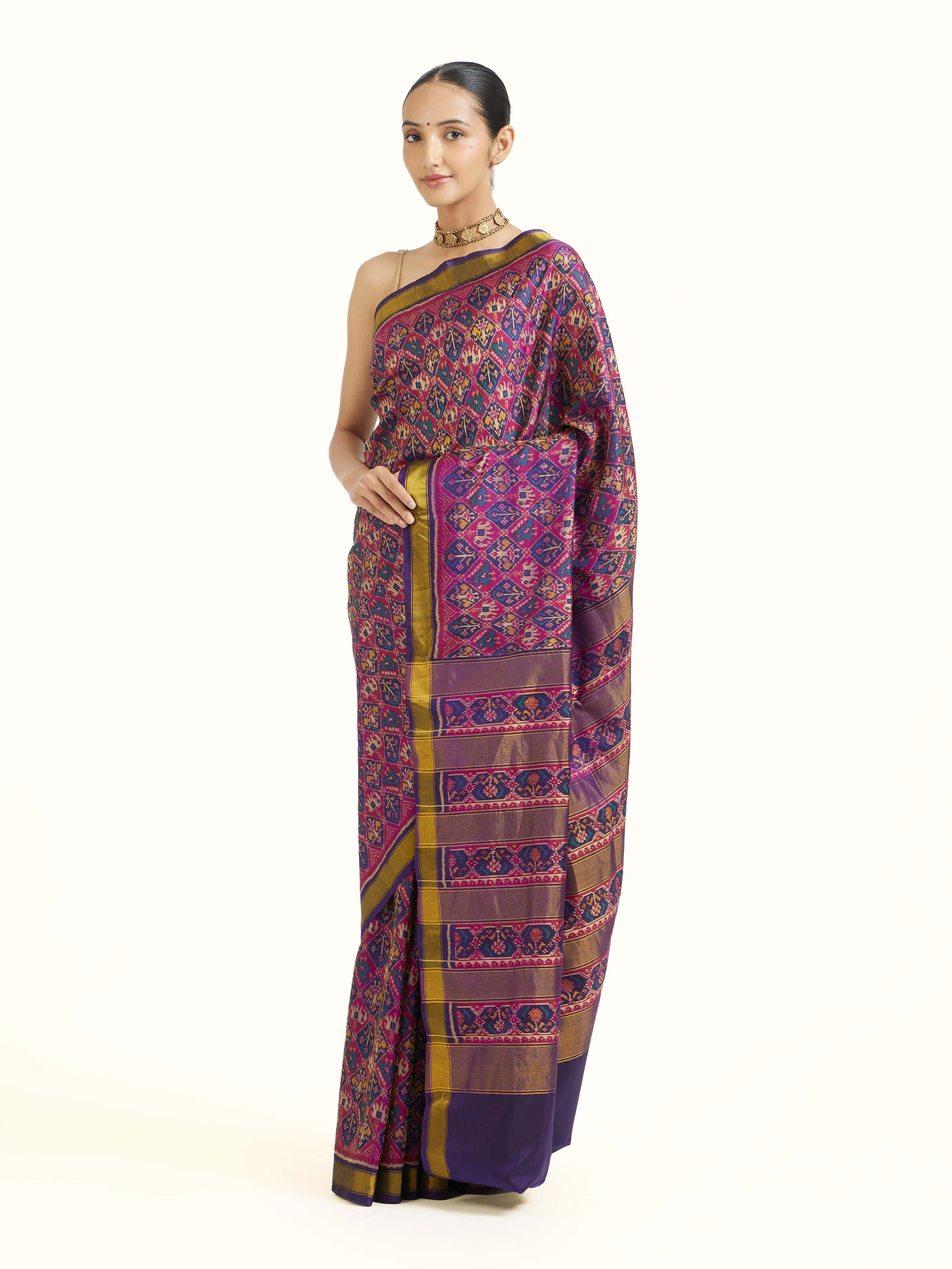 side view of rajkot micro patola saree drape
