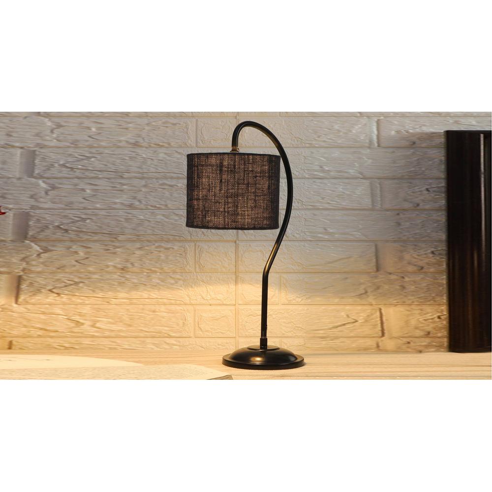 Black Jute Curvy table lamp with Iron Base (SP18)
