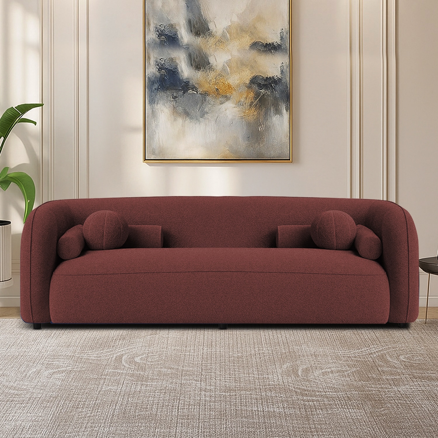 Zenol Boucle Fabrict 3 Seater Sofa In Pink - Home Lifestylez