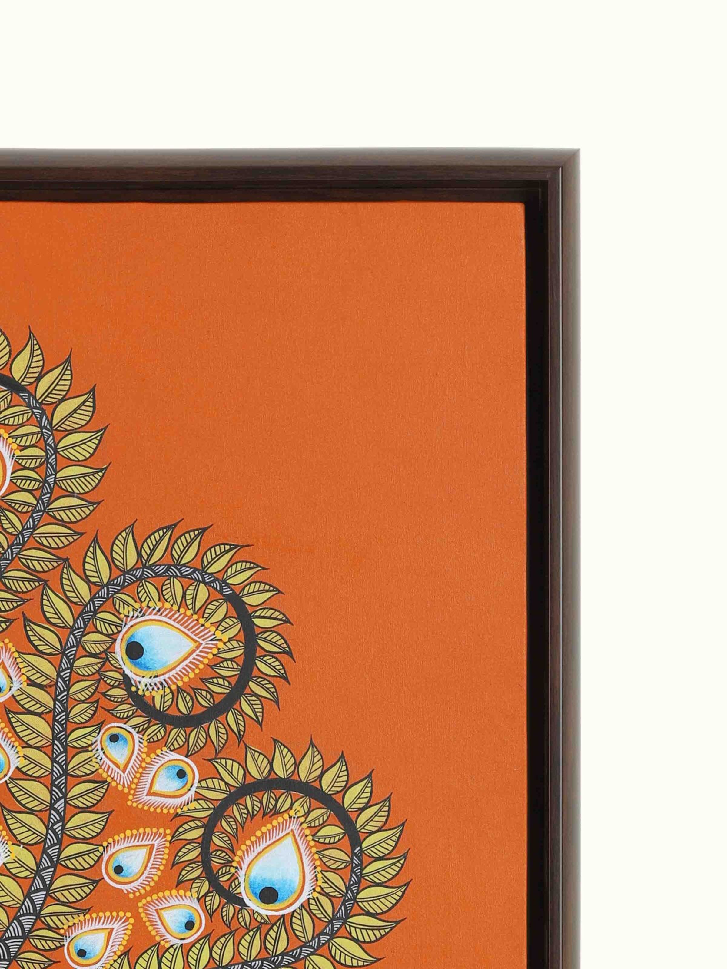 Side detail view of Tree Cow Kalighat Painting