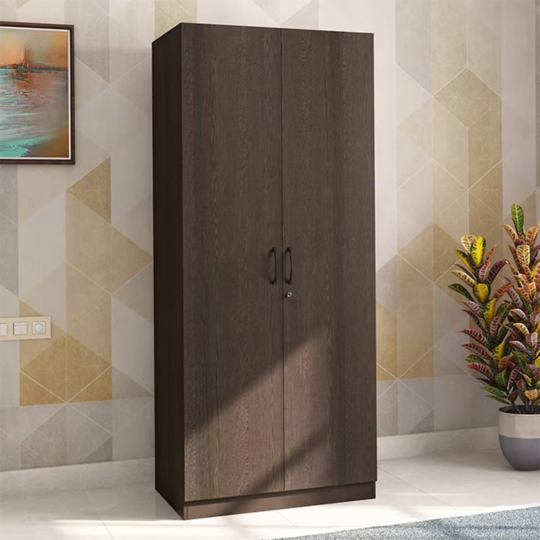 Zoey Engineered Wood 2 Door Wardrobe in Dark Wenge Finish - Urban Ladder