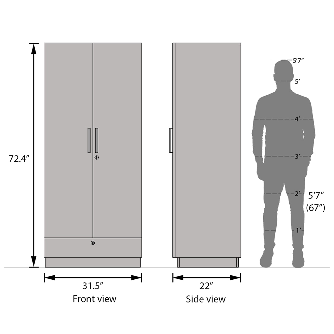 Bocado 2 Door Wardrobe in Columbian Walnut Finish