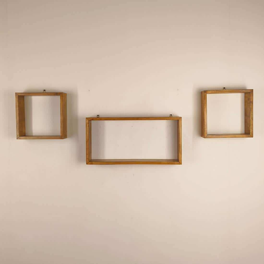 George Iii Rectangular Shaped Set Of 3 Wooden Wall Shelves