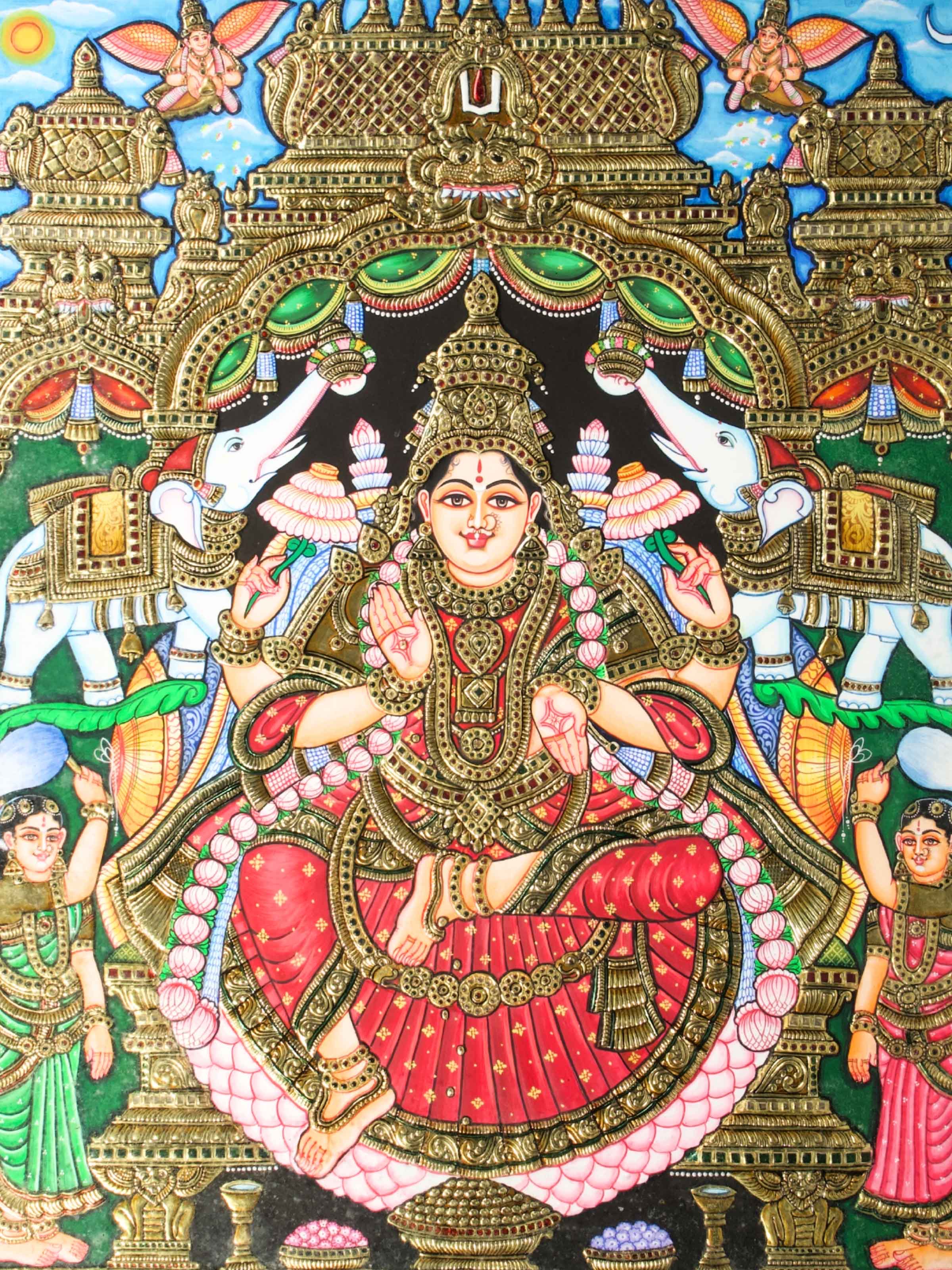 Gaja Lakshmi Thanjavurntricate Painting