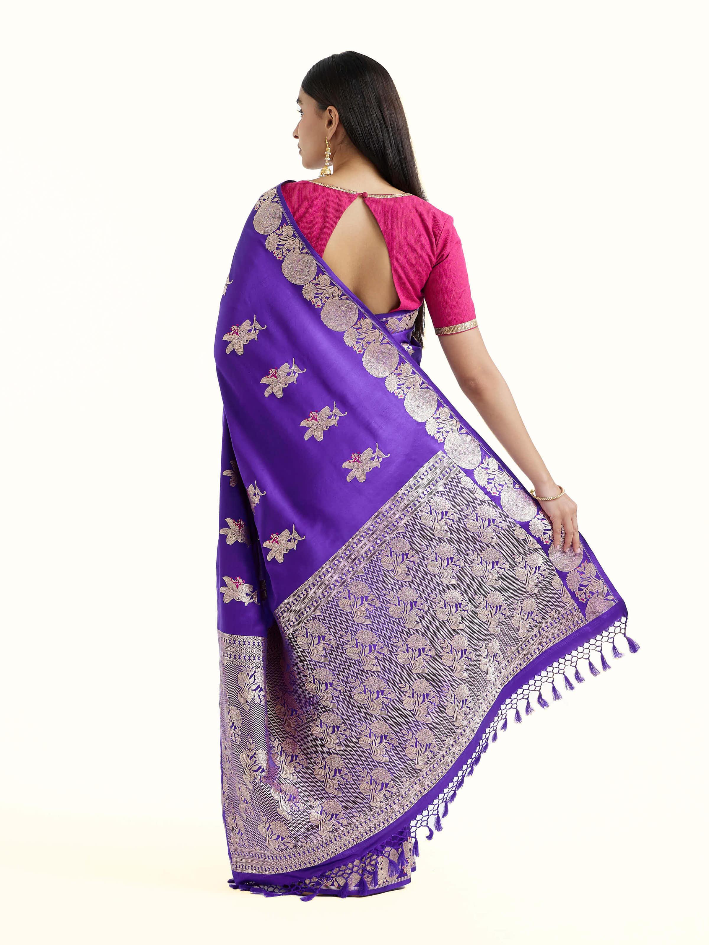 Purple Silk Banarasi Saree
