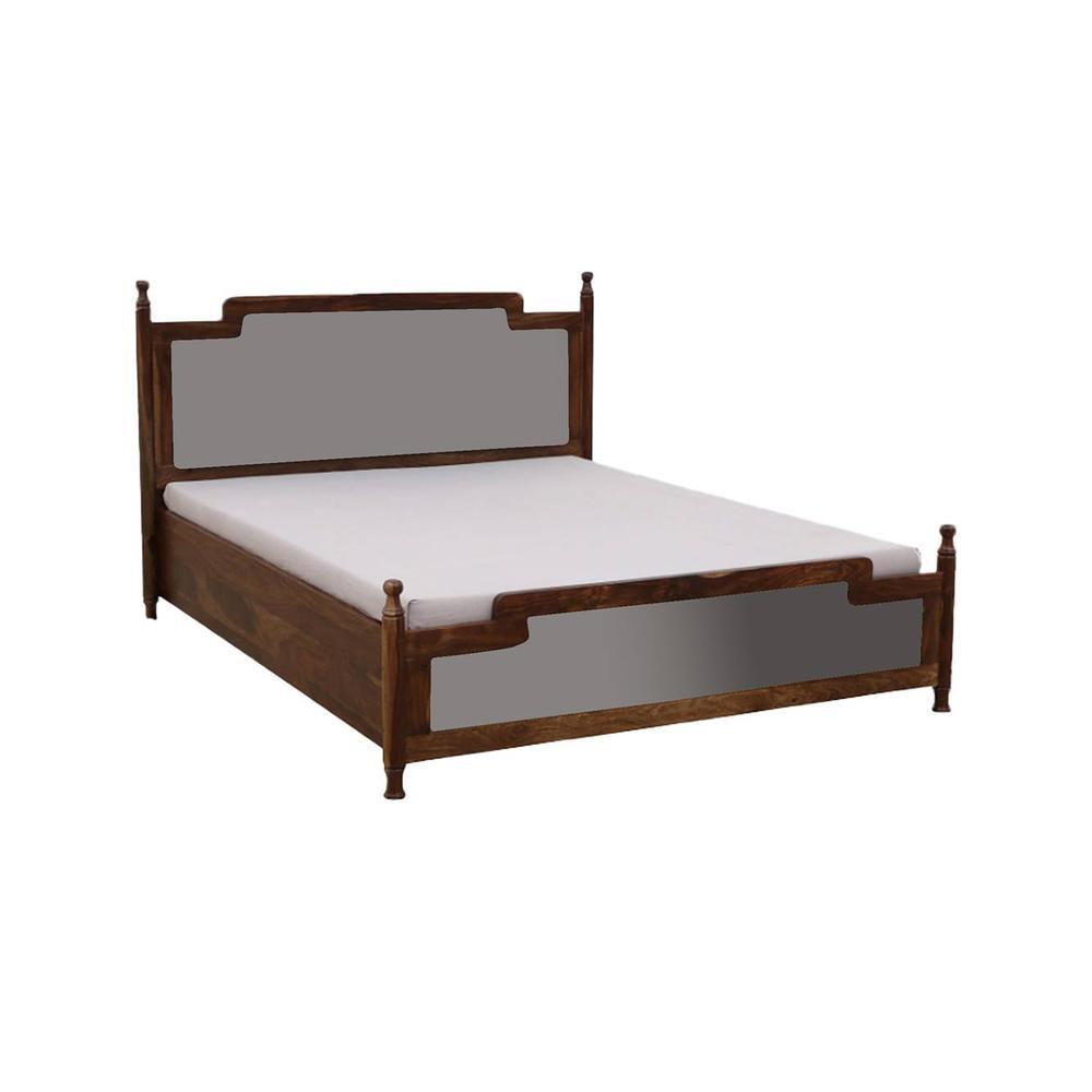Domino Solid Wood Storage Bed In Turquoise Blue Colour