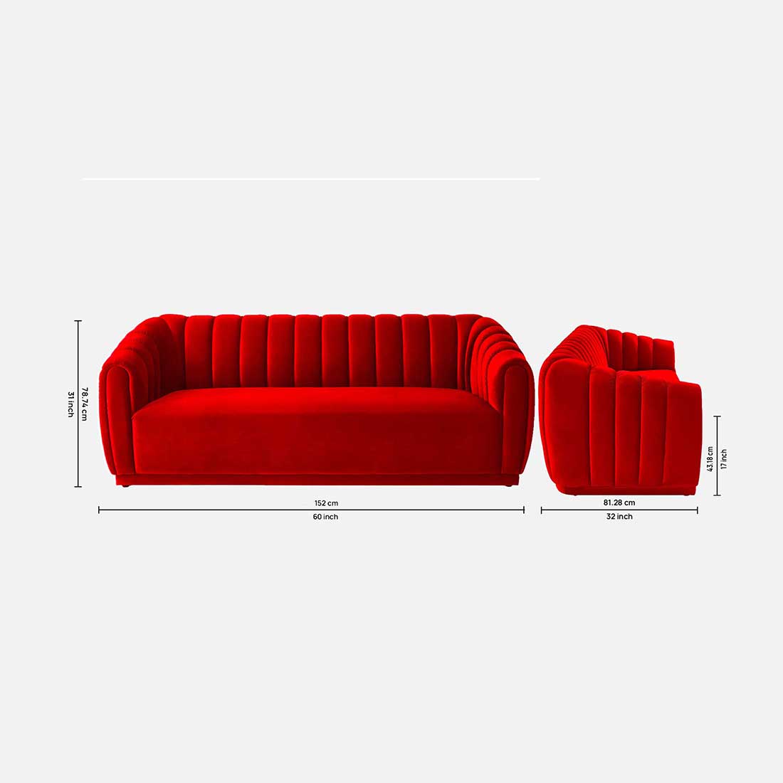 Rosa Fabric Sofa (Red)