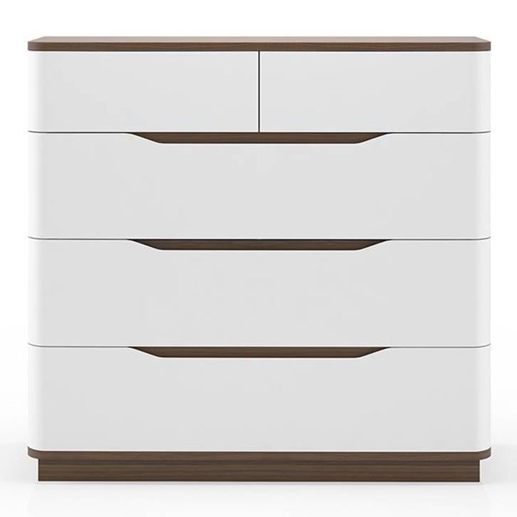 Baltoro Engineering Wood Chest of 5 Drawers in White Finish