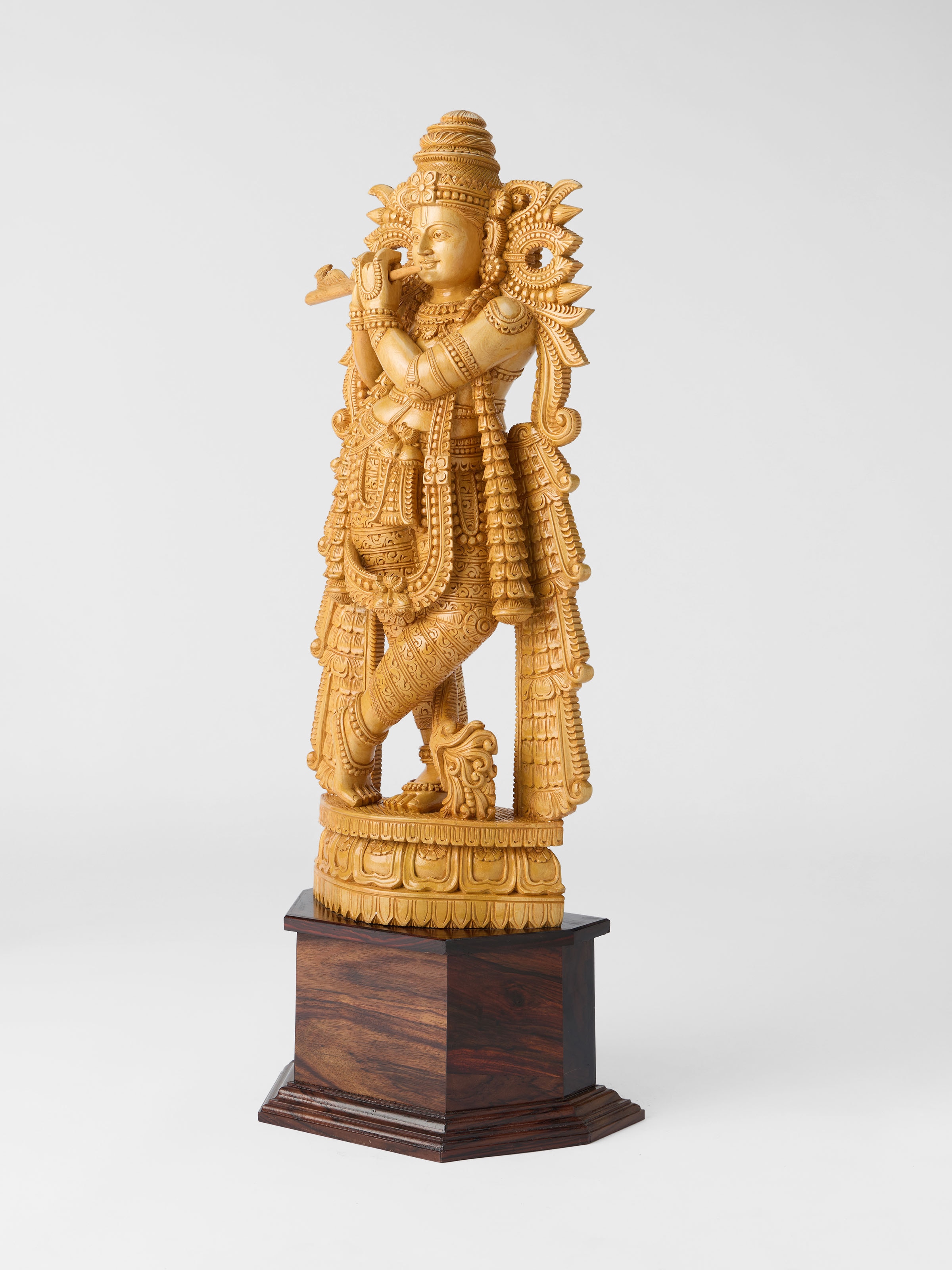 Wood Carved Krishna Idol