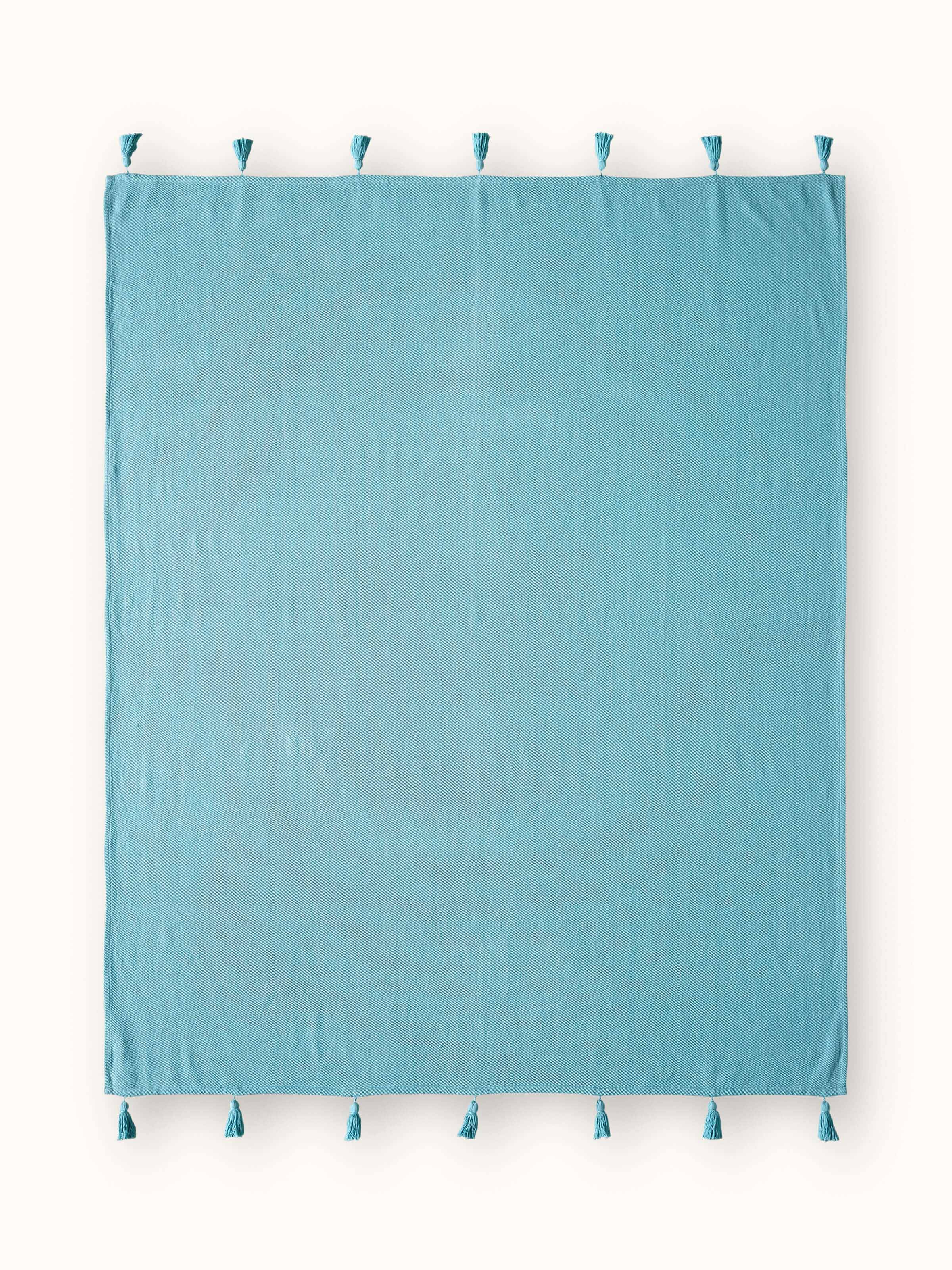 Tavas Turquoise Twill Cotton Handloom Throw