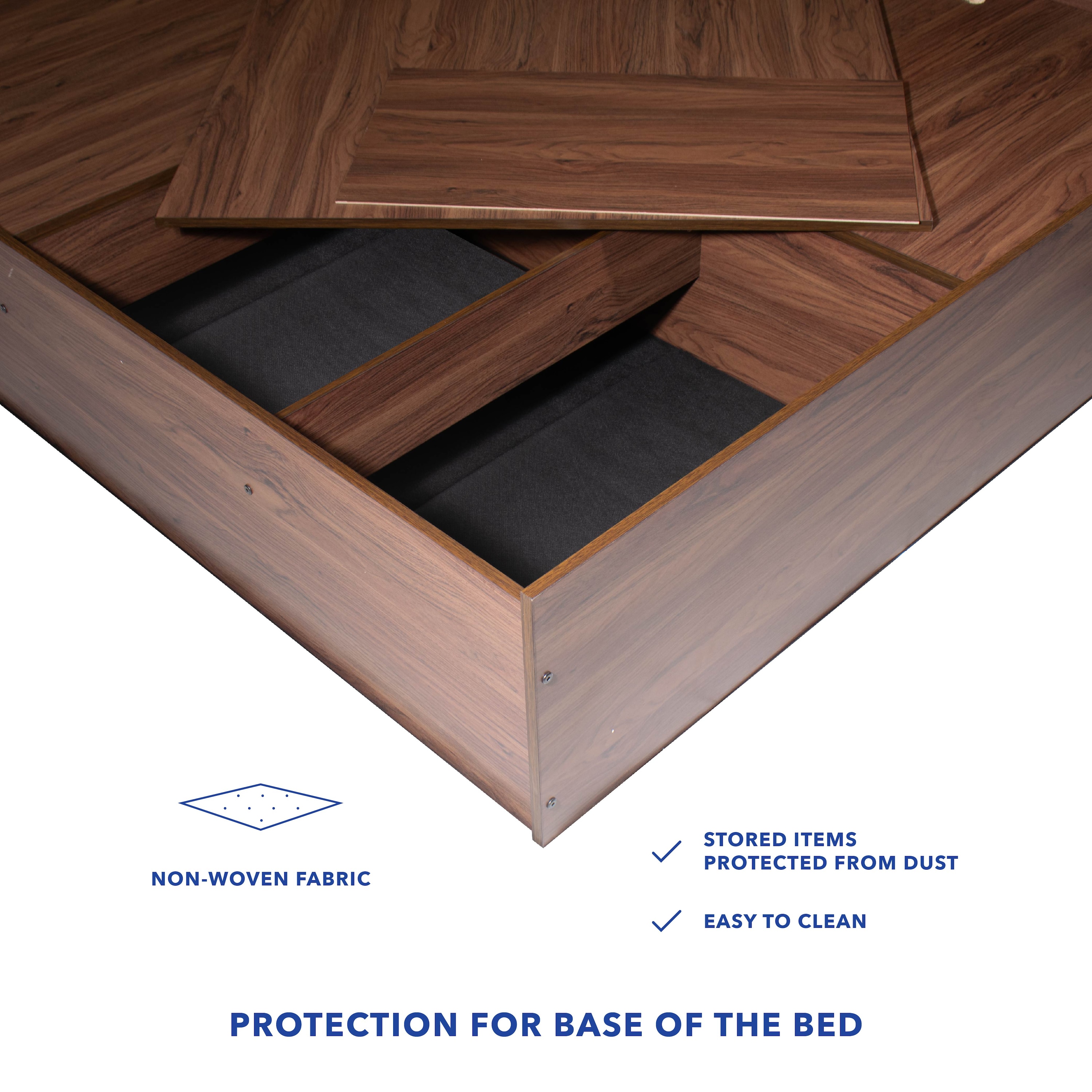Lush Engineered Wood Queen  Size Bed With Box Storage (Walnut Finish)