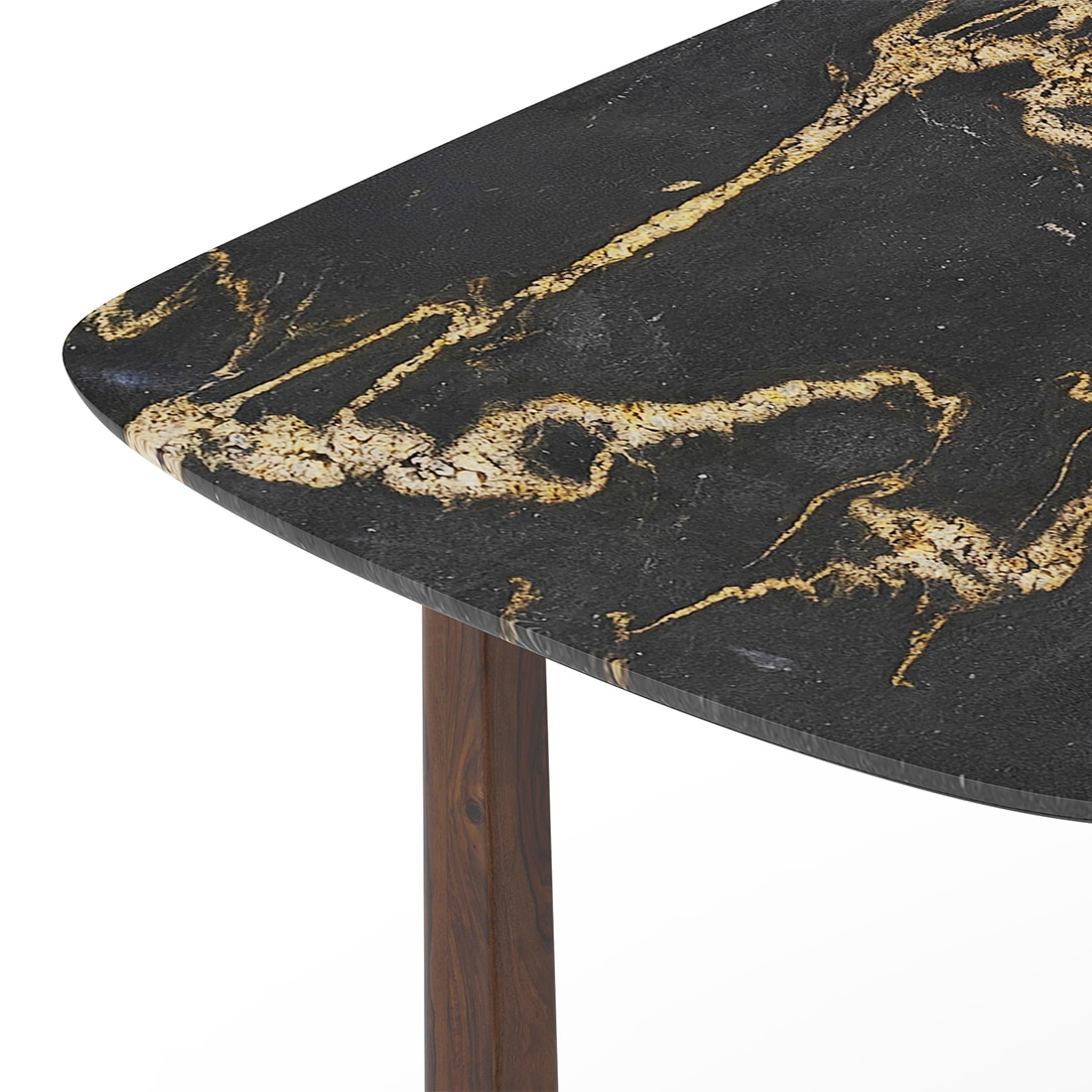 Adria Copa Cabana Black Stone 6 Seater Dining Table In Dark Sheesham Finish