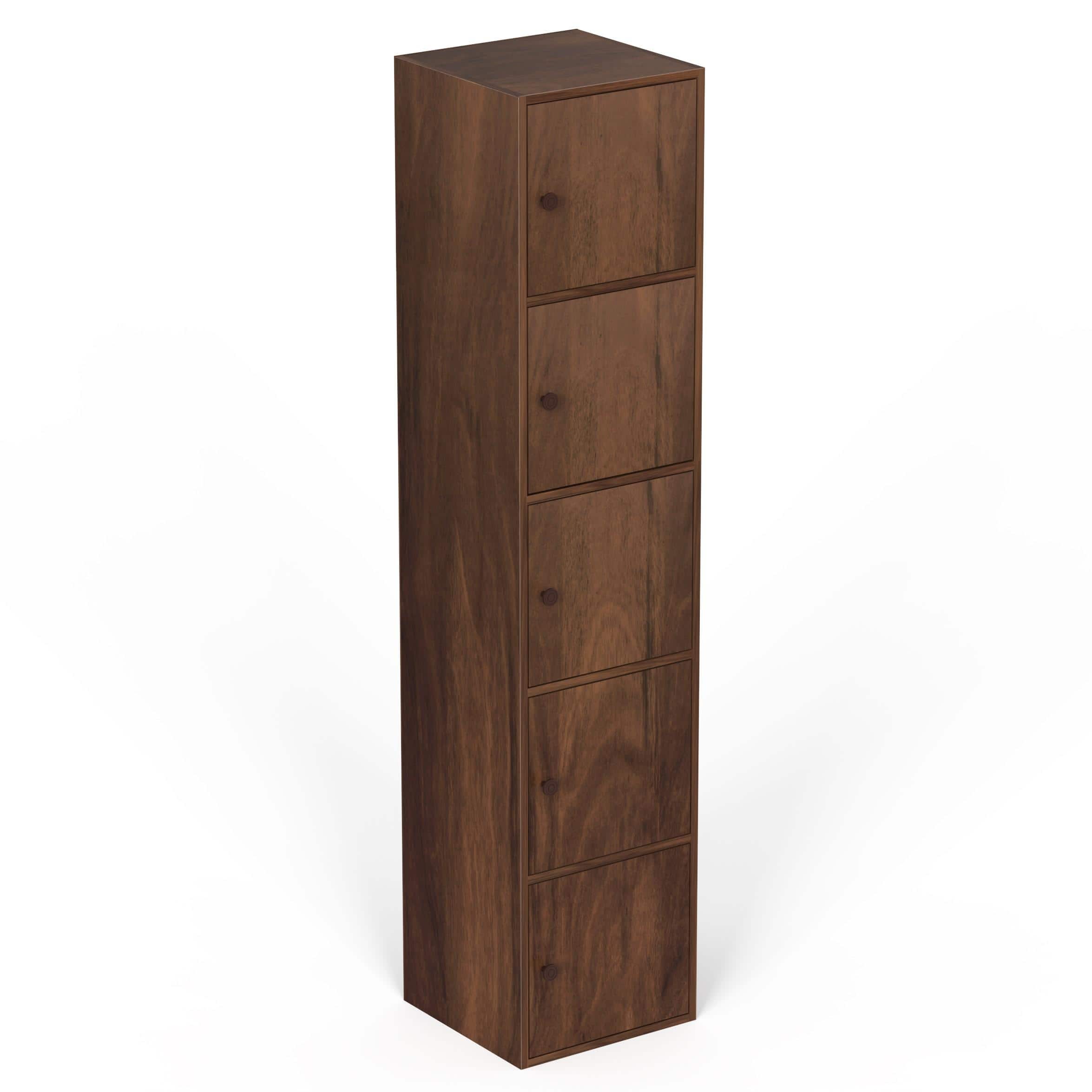 Calcio 5-Tier Engineered Wood Wardrobe In Brown Maple Finish