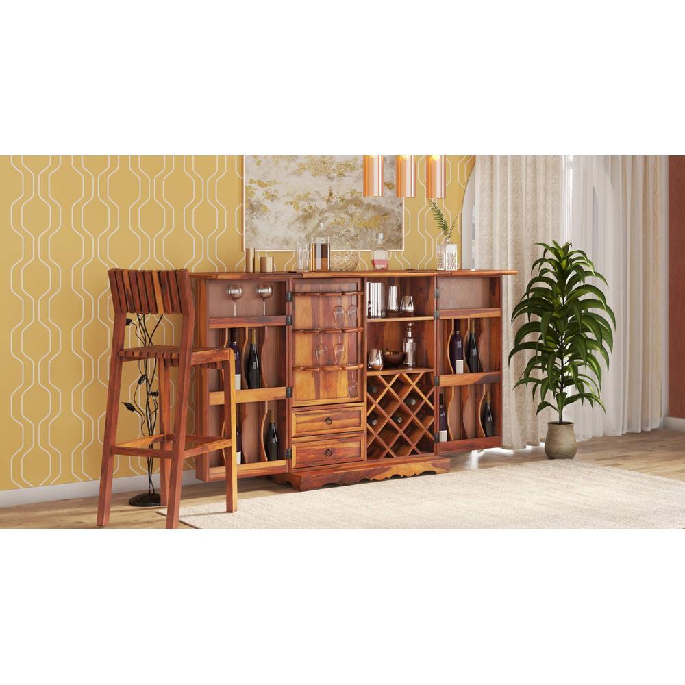 Scandi Bar Cabinet in Honey Finish