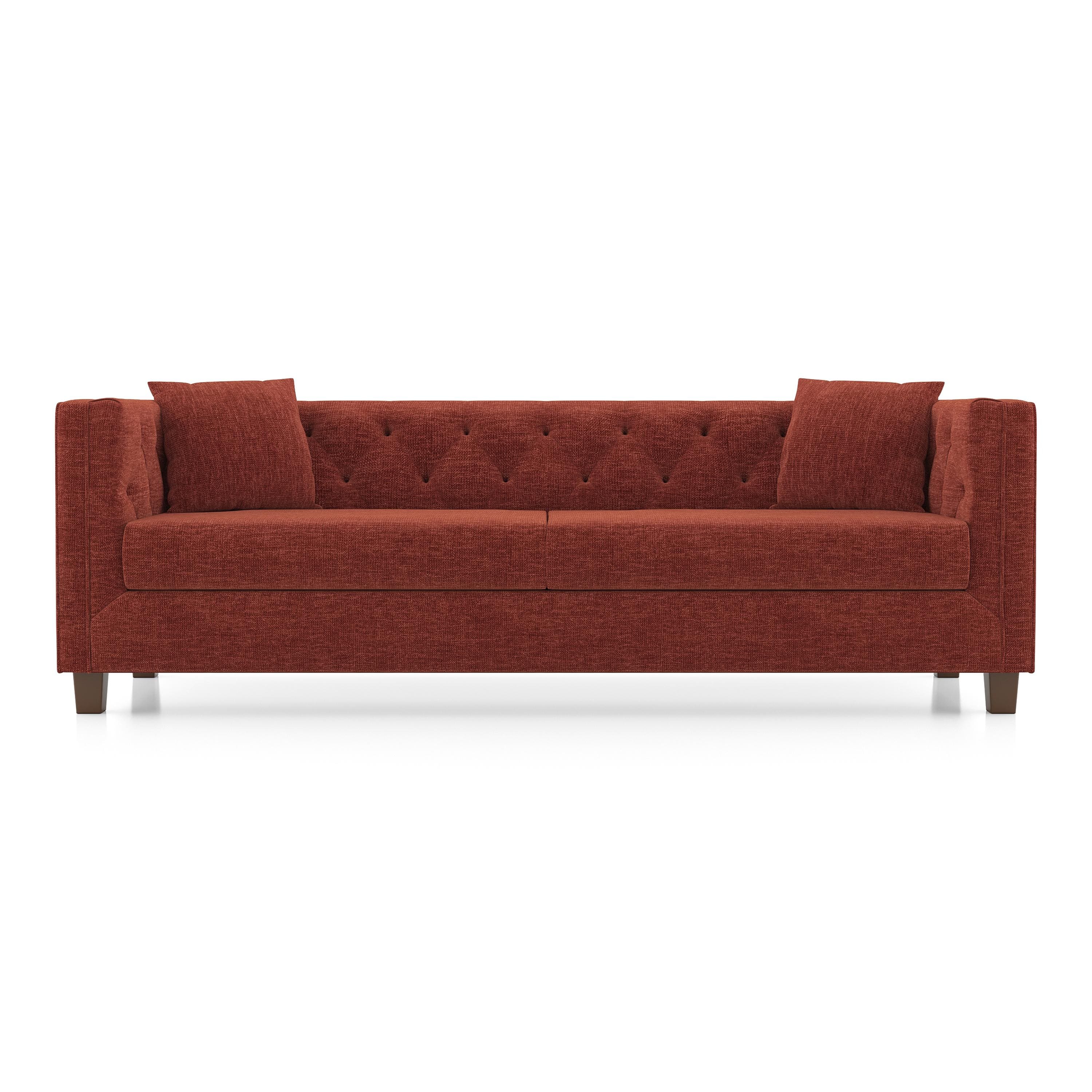 Windsor 3 Seater Fabric Sofa (Colour: Dark Coral)