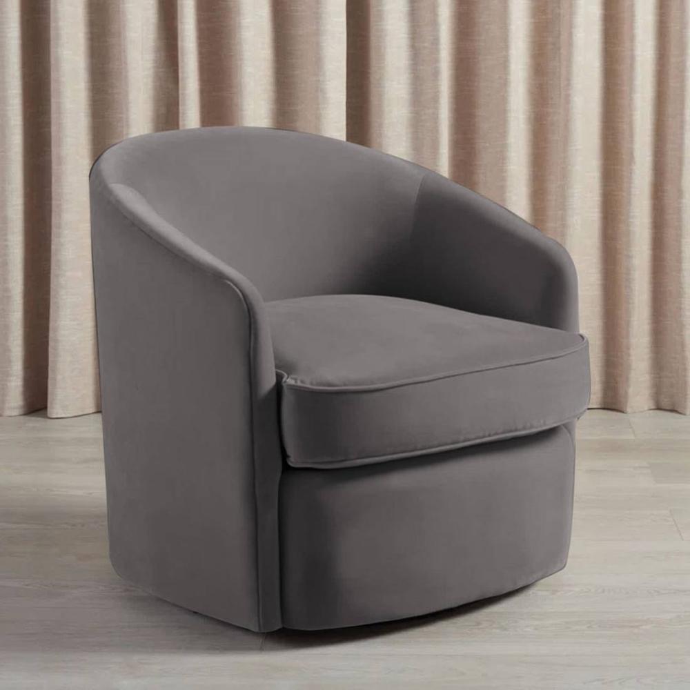 Andean Swivel Solid Wood Accentrel Chair in Dark Grey Colour