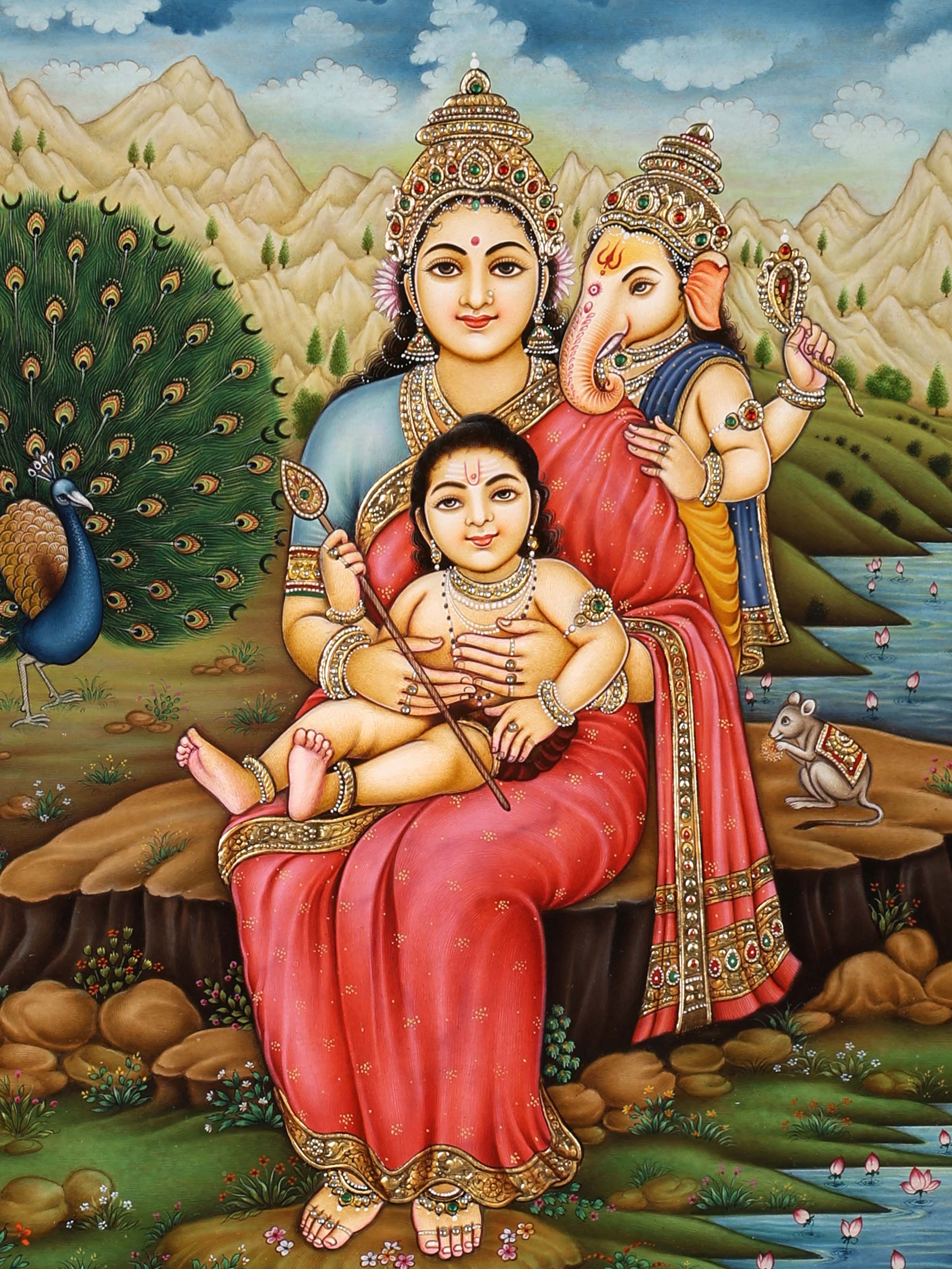 Parvati-with in Karti Miniature Painting