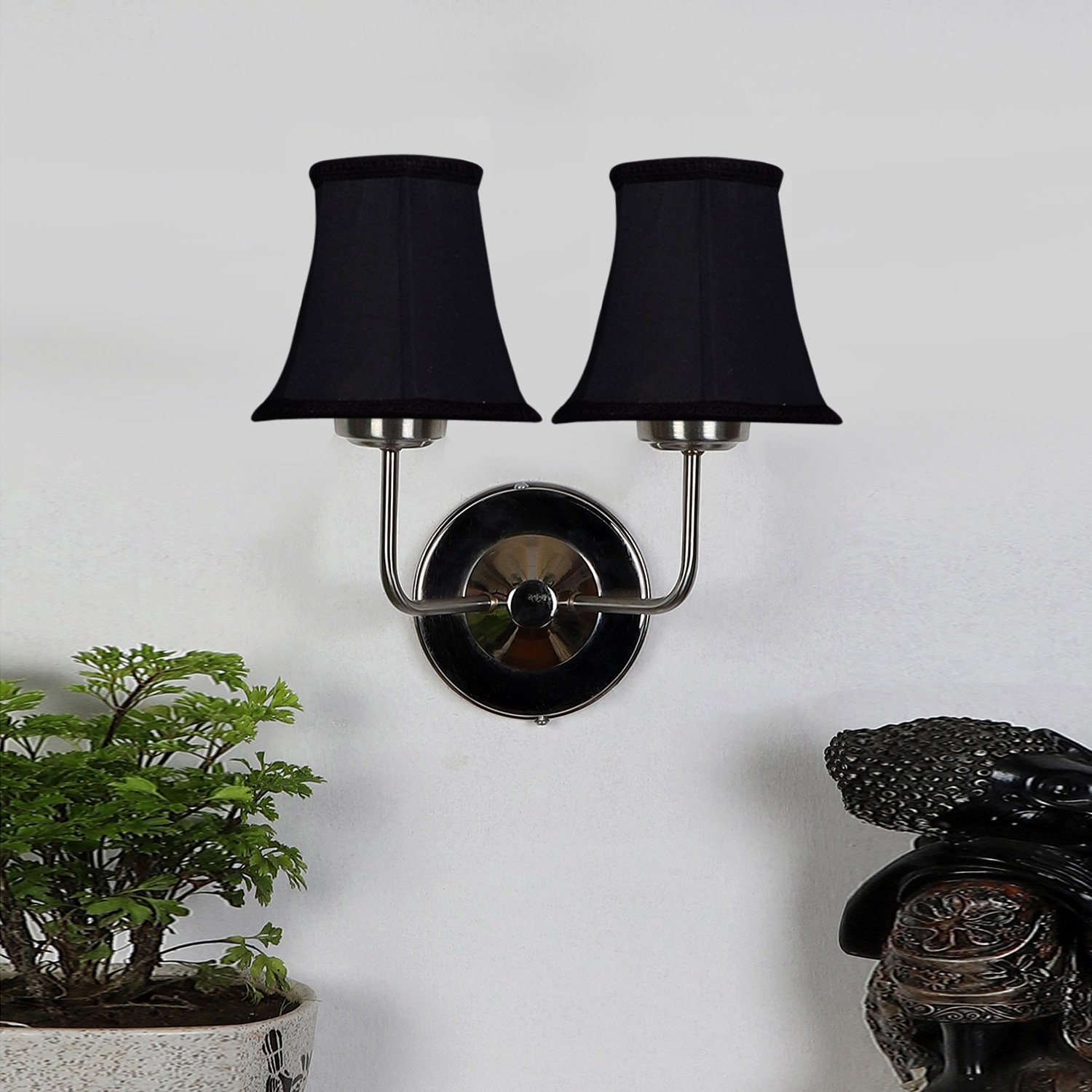 Devansh Dual Steel Metal Wallmounted Lamp With Cotton Steel Metal Shade