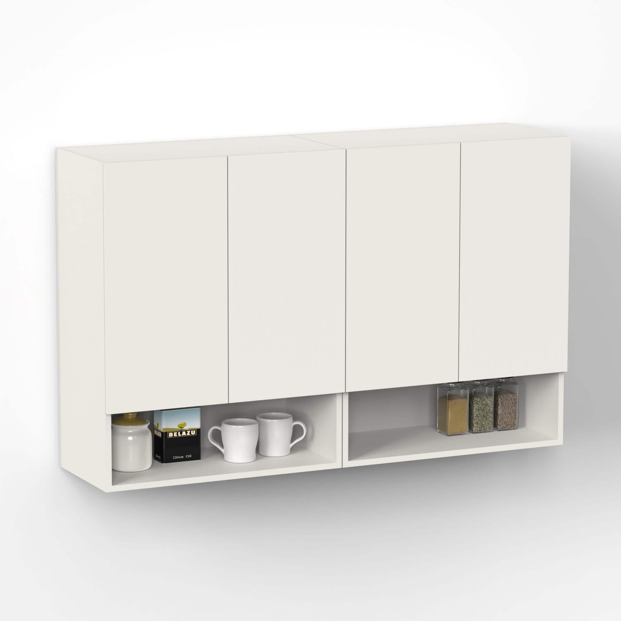 Opryt Engineered Wood Wall Mounted with Shelf Two Kitchen Cabinet Rack In White Finish