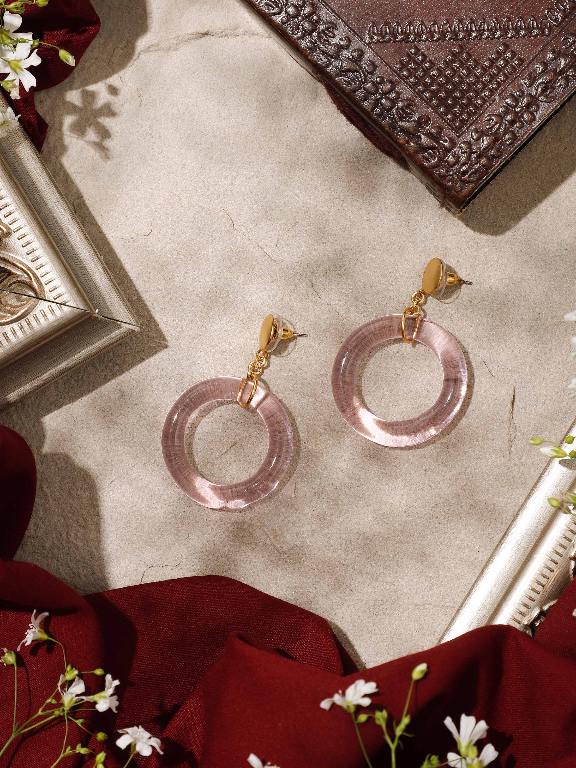 Silver Flame Glass Drop Earrings