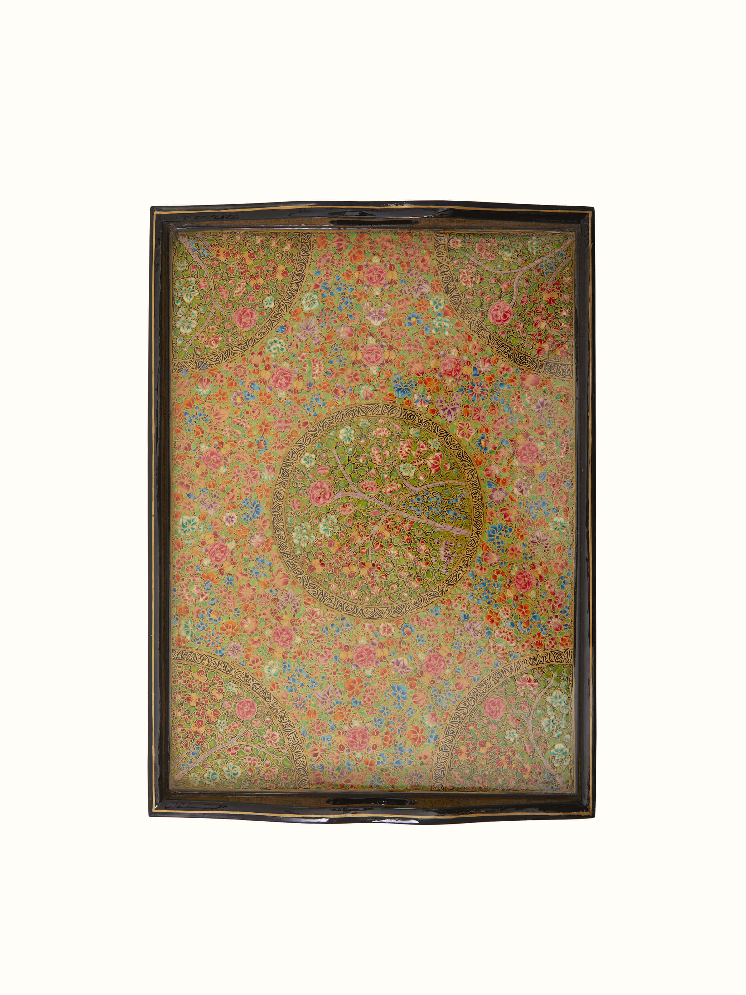 Side view of Papier Mache Paper Pulp Decor Trays set of 3 highlighting the texture and finish