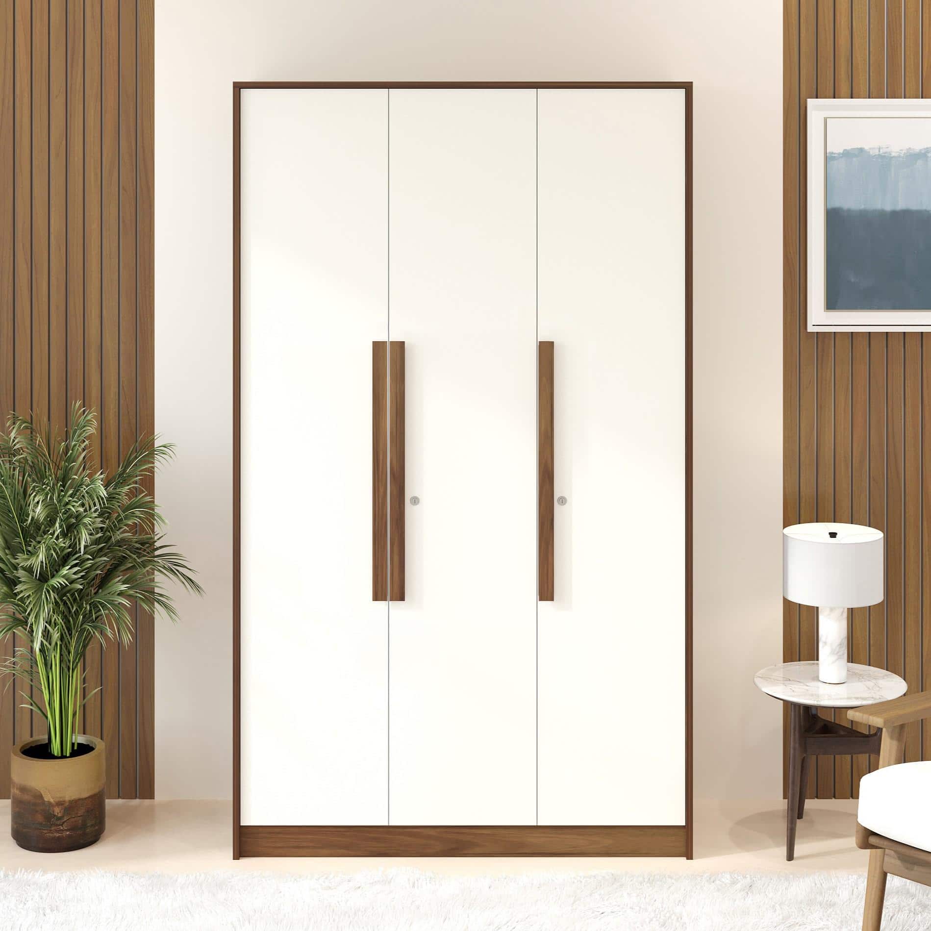 Maltein 3 Door Engineered Wood Wardrobe In Brown Maple & White Finish