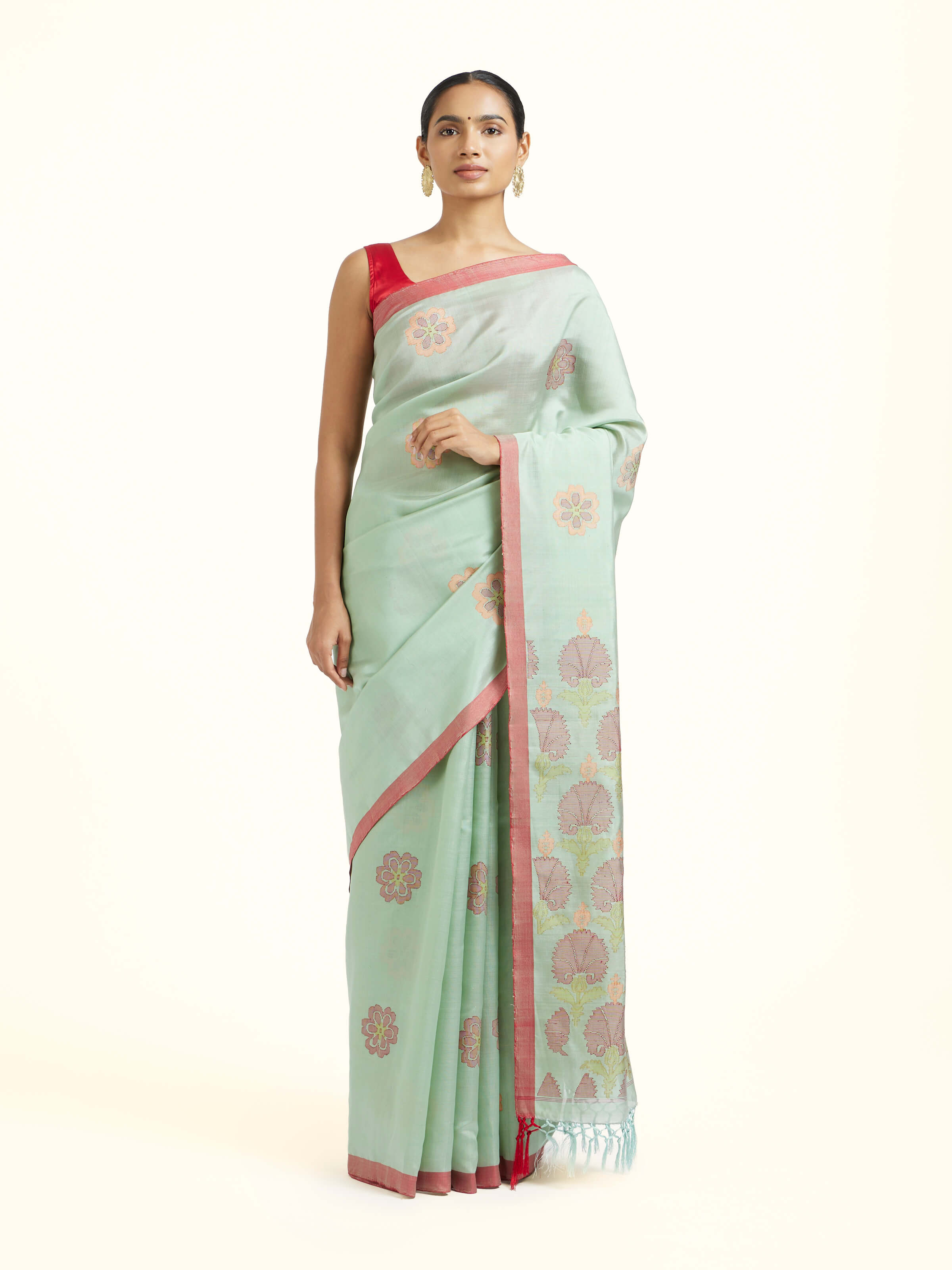 Green Silk Jamdani Handloom Saree