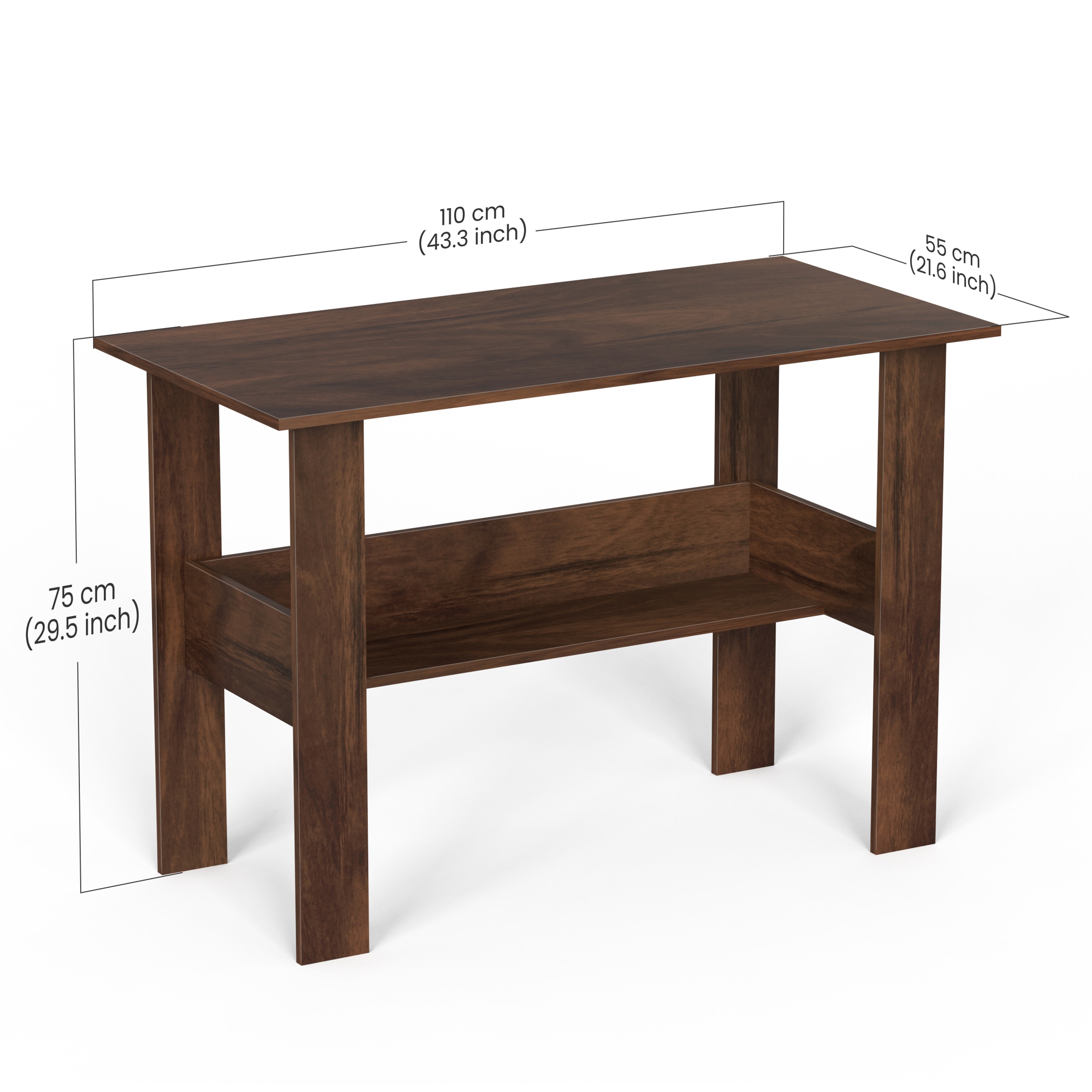 BLUEWUD Efflino Engineered Wood Study and Computer Laptop Table for Home or Office, WFH Desk, with Storage for Books and D�cor Display for Adults Kids Students (Brown Maple, Large)