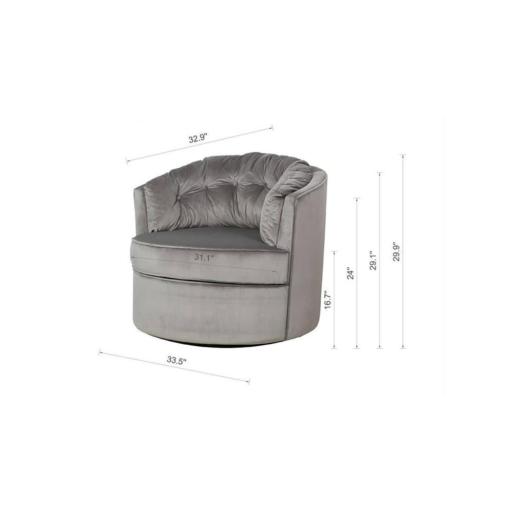 Marius Swivel Solid Wood Round Chair in Grey Colour