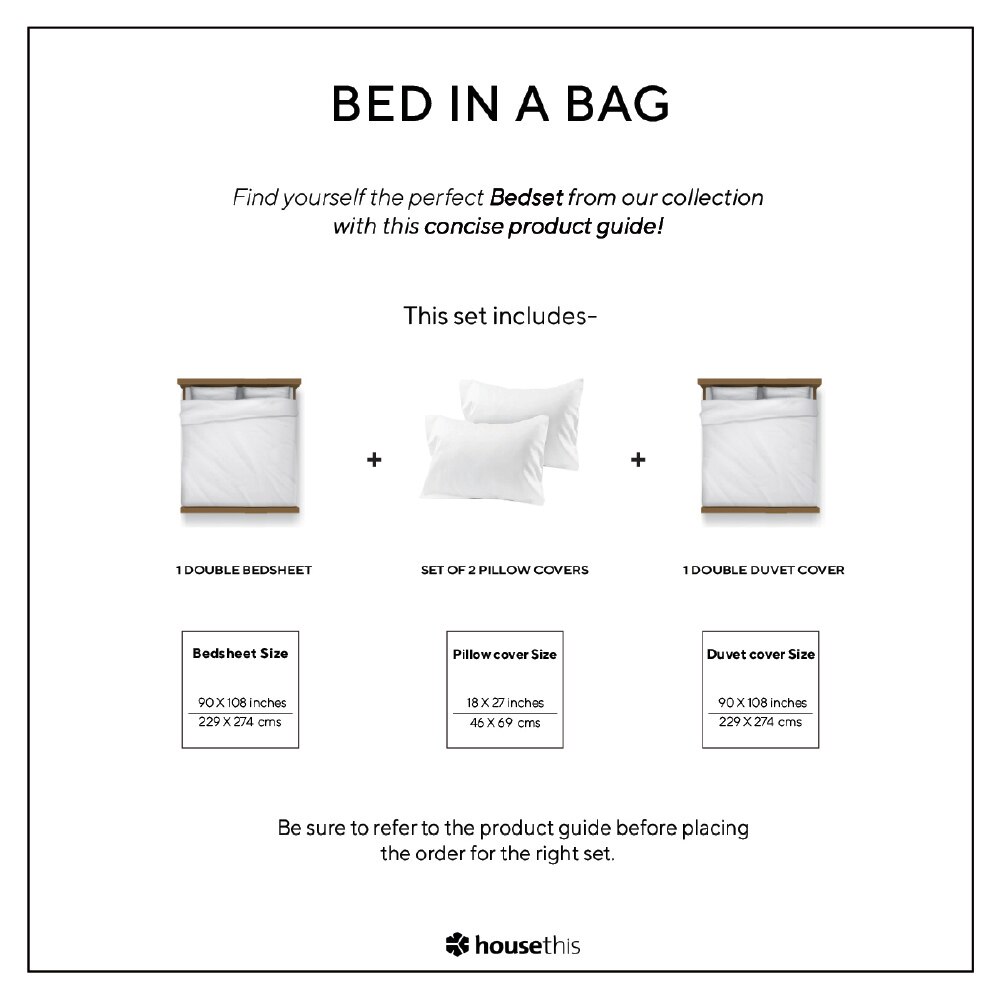 Kullu Patti 1 Double Bed Sheet & 2 Pillow Covers + 1 Double Duvet Cover with Yellow colour