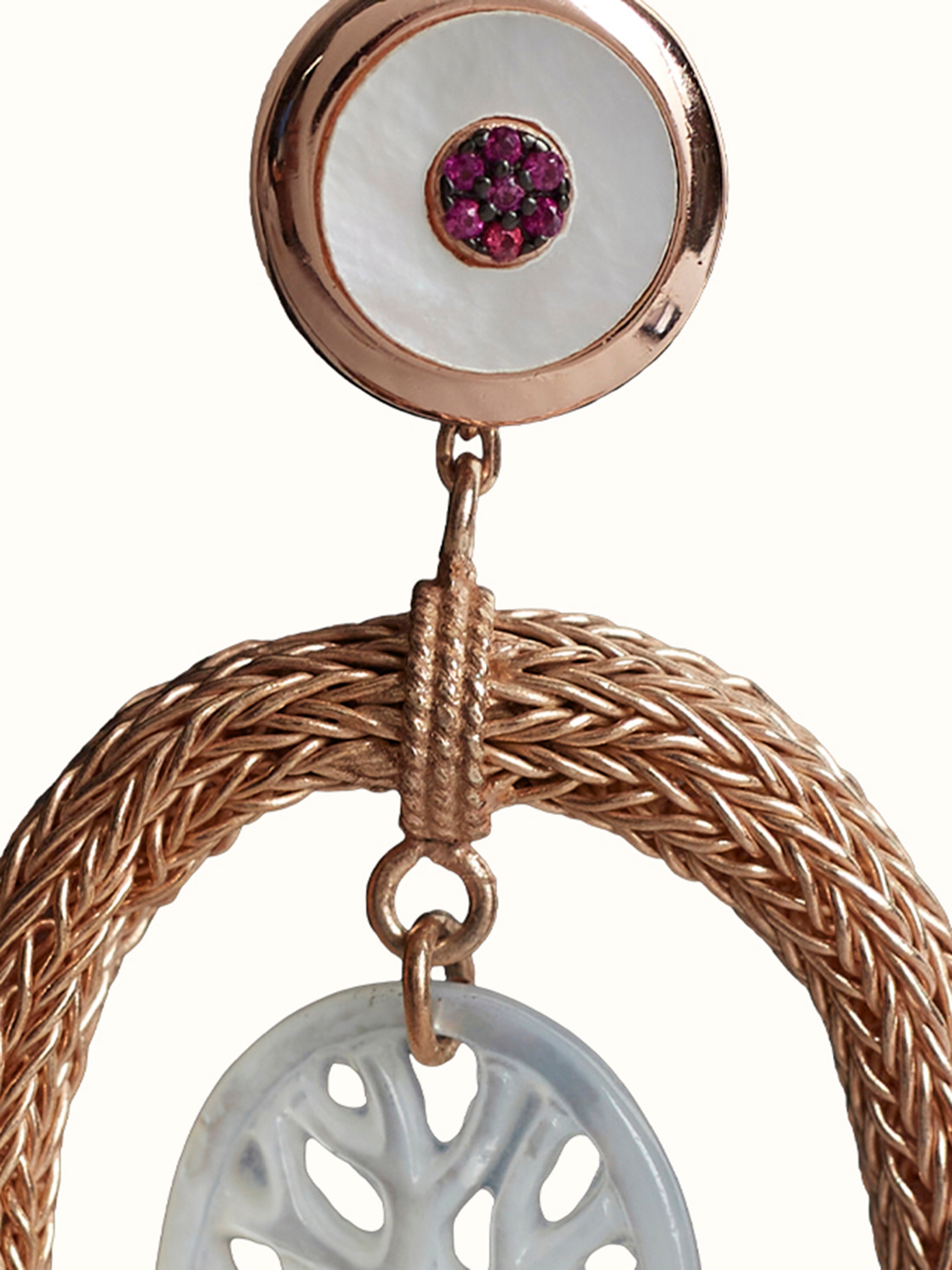 Detail shot of Handmade Chain Silver Drop Earrings