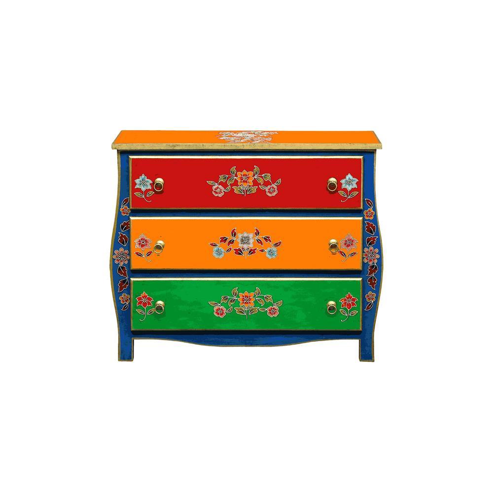 LysanderSolid Wood Hand Painted Chest Of Drawer in MultiColour