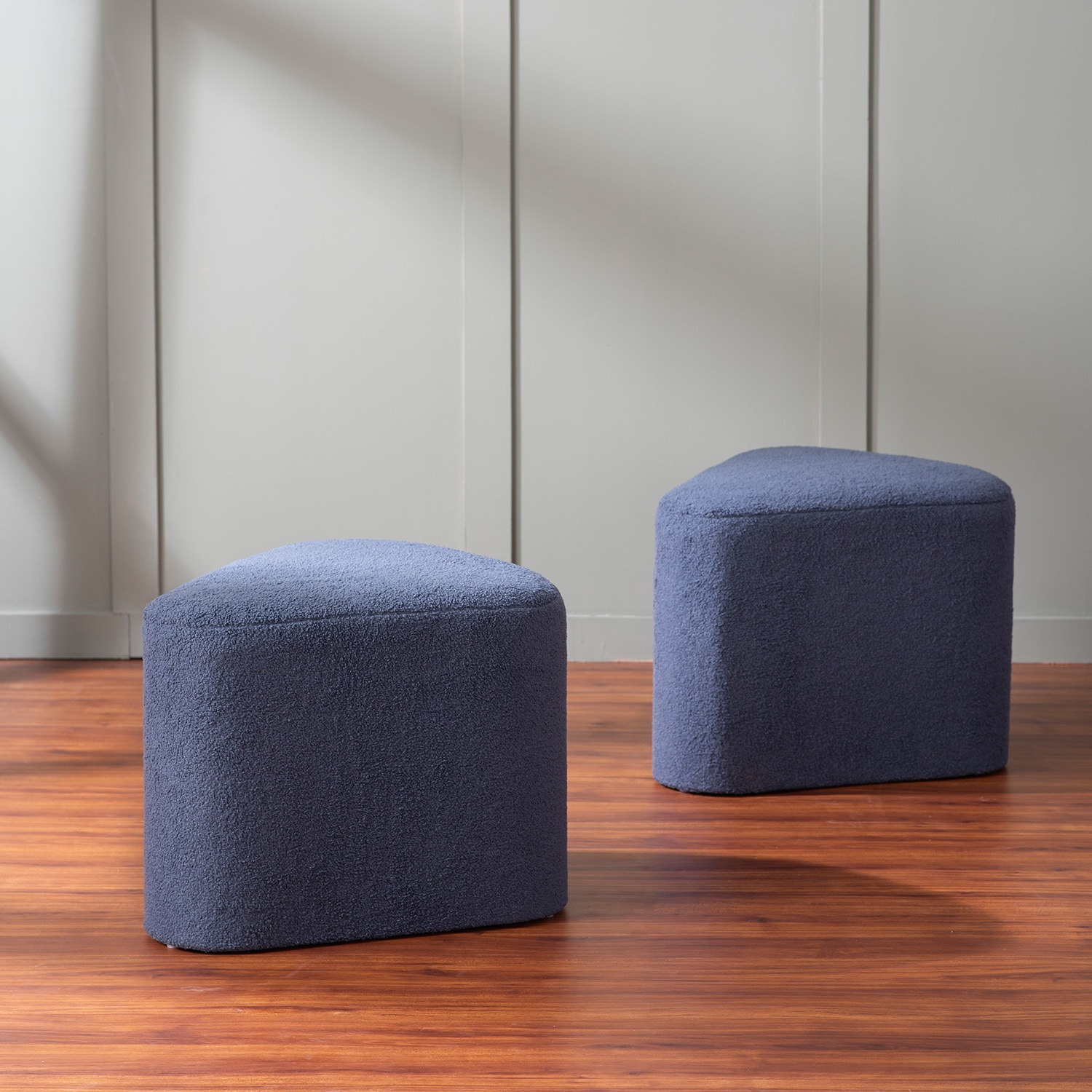 Triad Blue Boucle Pouf Ottoman Set Of 2 - Nestroots
