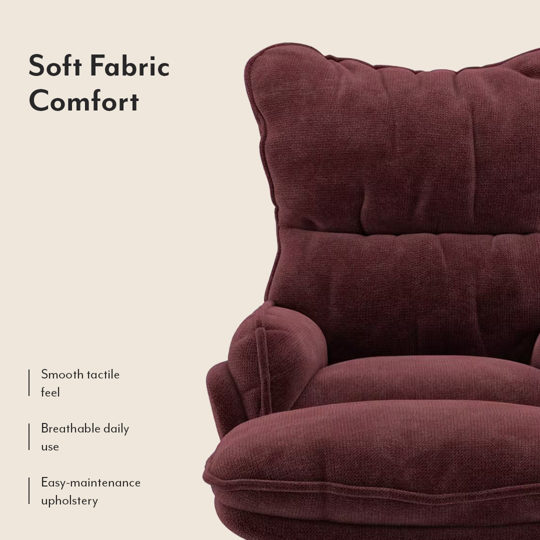 Marson Lounger Chair with Ottoman in Berry Red