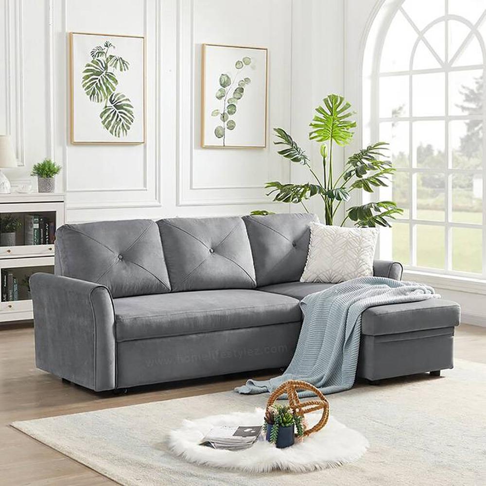 Scarlet  Pull Out Sofa cum Bed  in Grey Colour